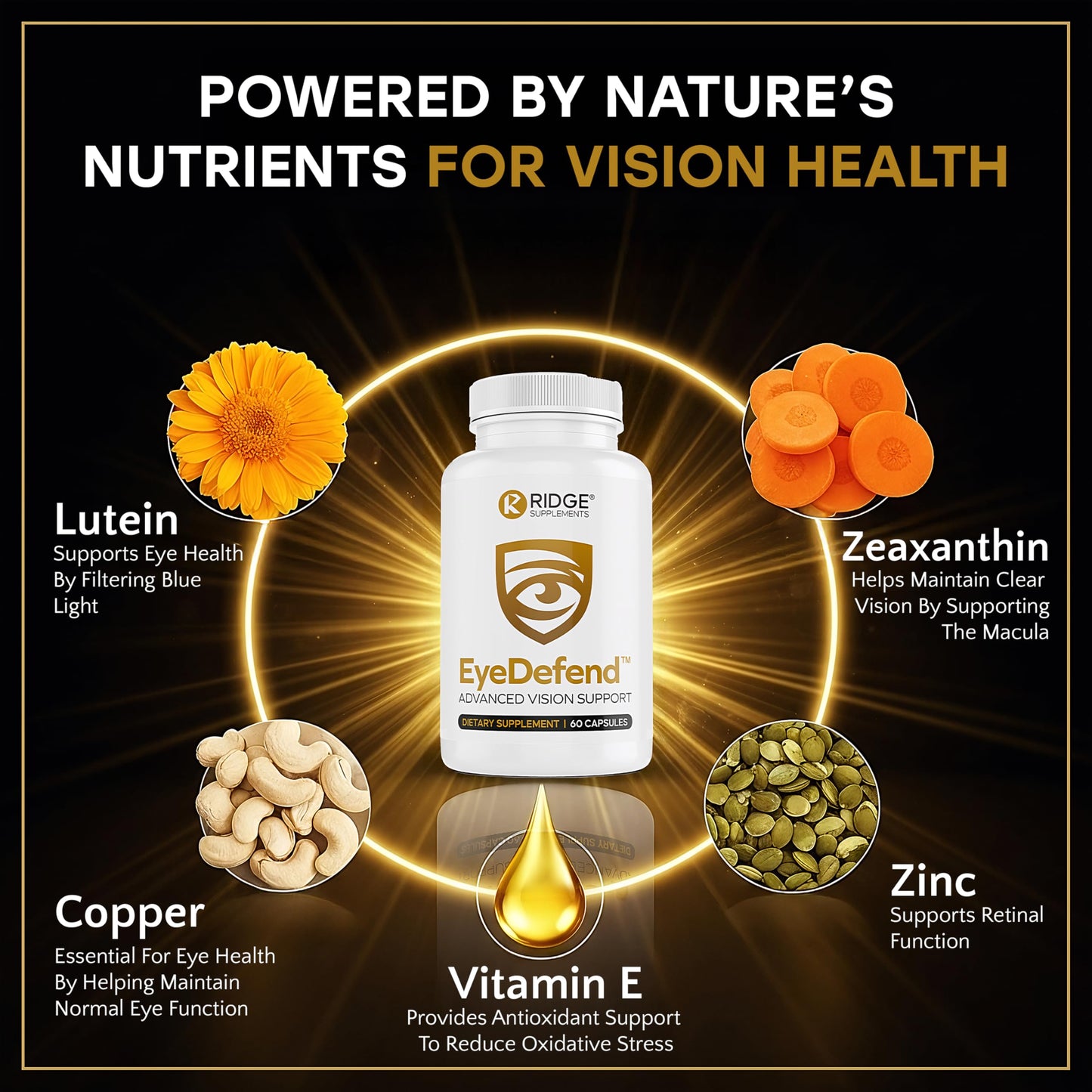 RIDGE SUPPLEMENTS EyeDefend Vision Support Supplement Capsule, 60 Count