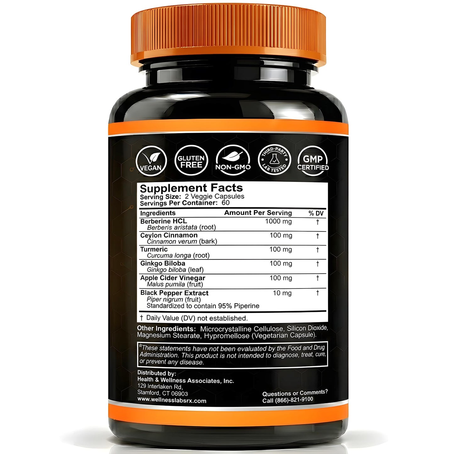 WELLNESS LABSRX Berberine 1000mg Capsule, 120 Count