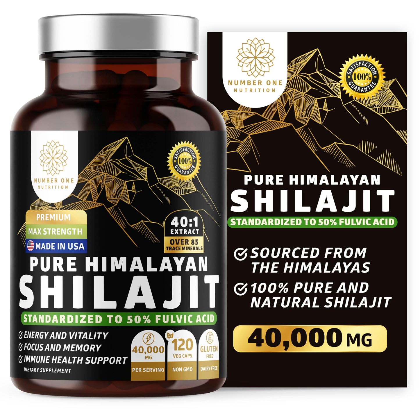 Number One Nutrition Pure Himalayan Shilajit Capsule 120 Count
