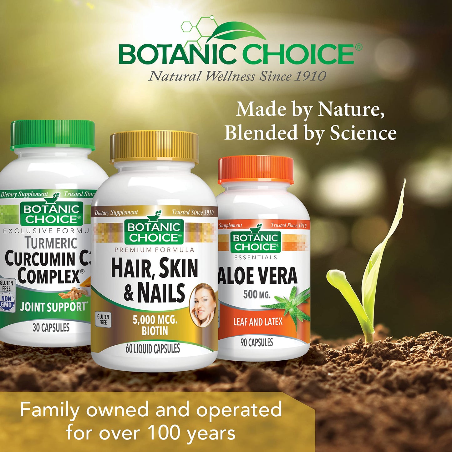 Botanic Choice Biotin Hair Skin and Nails Vitamins Capsules 60 Count