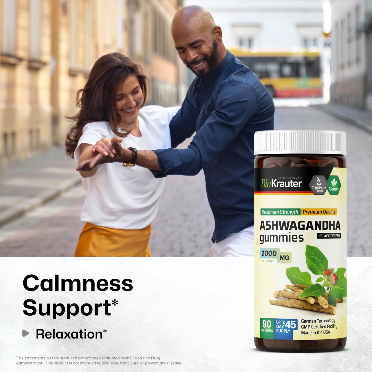 BIO KRAUTER Ashwagandha Gummies for Mood & Relaxation Support 2000 mg, 90 Count