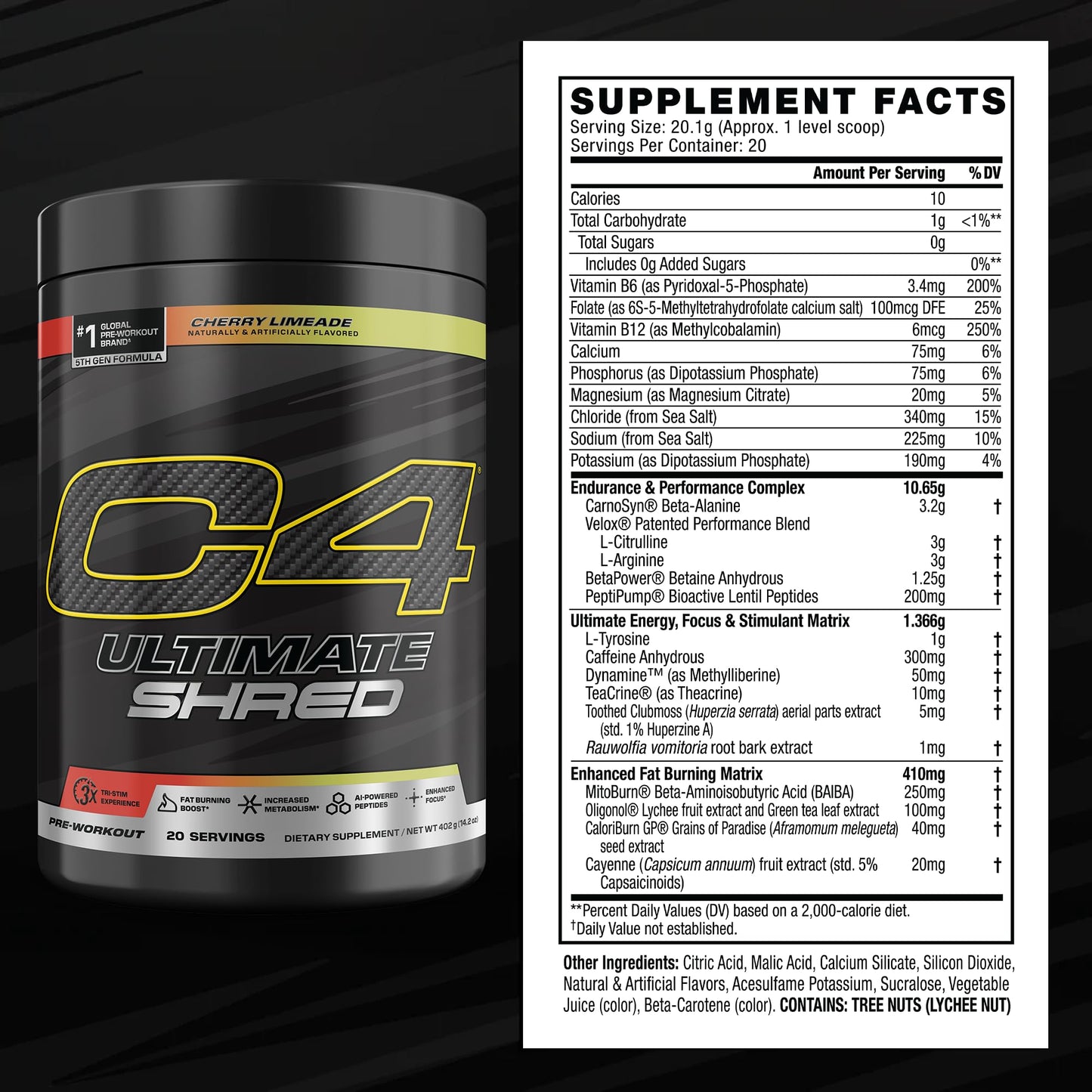C4 Ultimate Shred Pre Workout Powder 14.2 oz