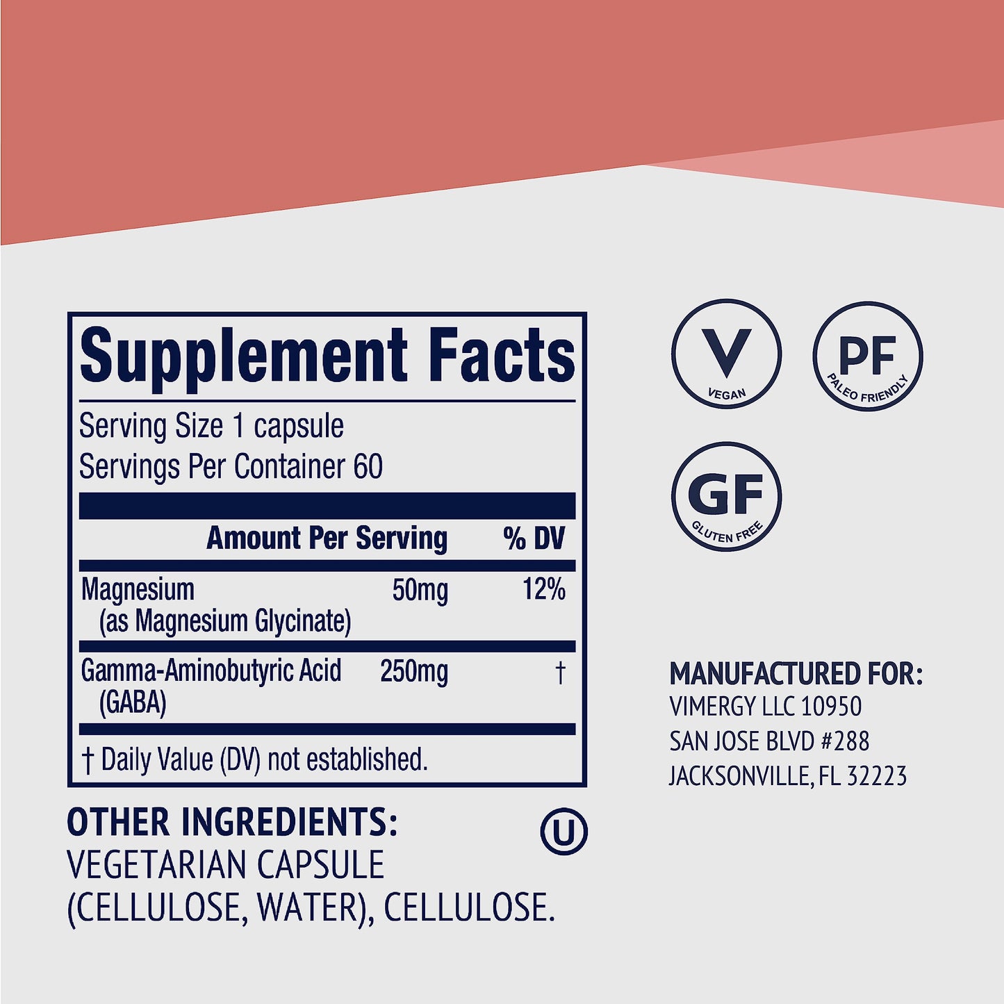 Vimergy GABA with Magnesium Capsules 60 Count