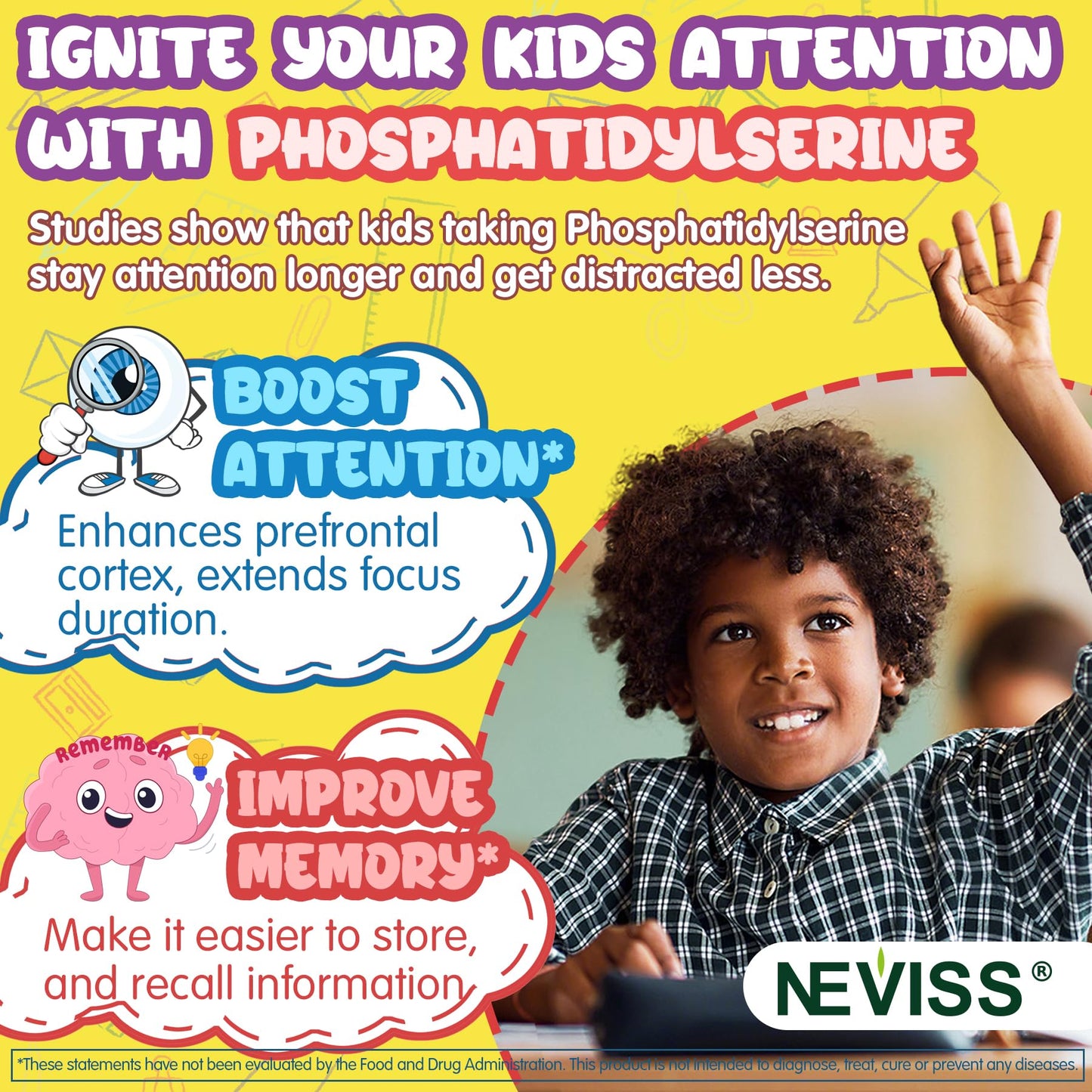 NEVISS Kids Focus Gummies 60 Count