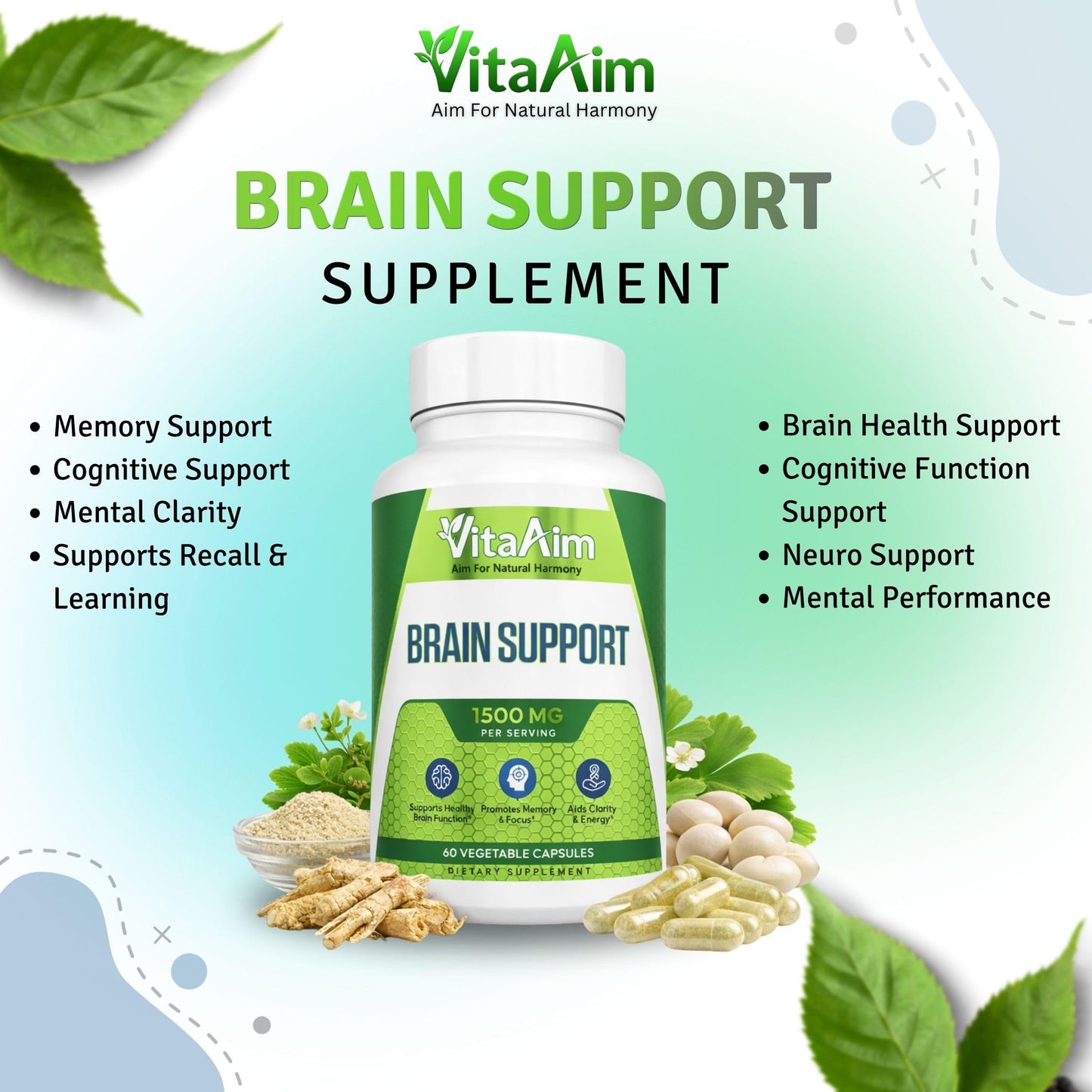 VitaAim Brain Support Supplement Capsules, 120 Count