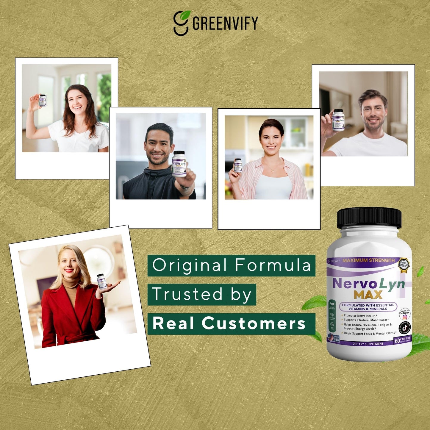 GREENVIFY NervoLyn Max Maximum Strength Nerve Support Supplement Capsules, 60 Capsules