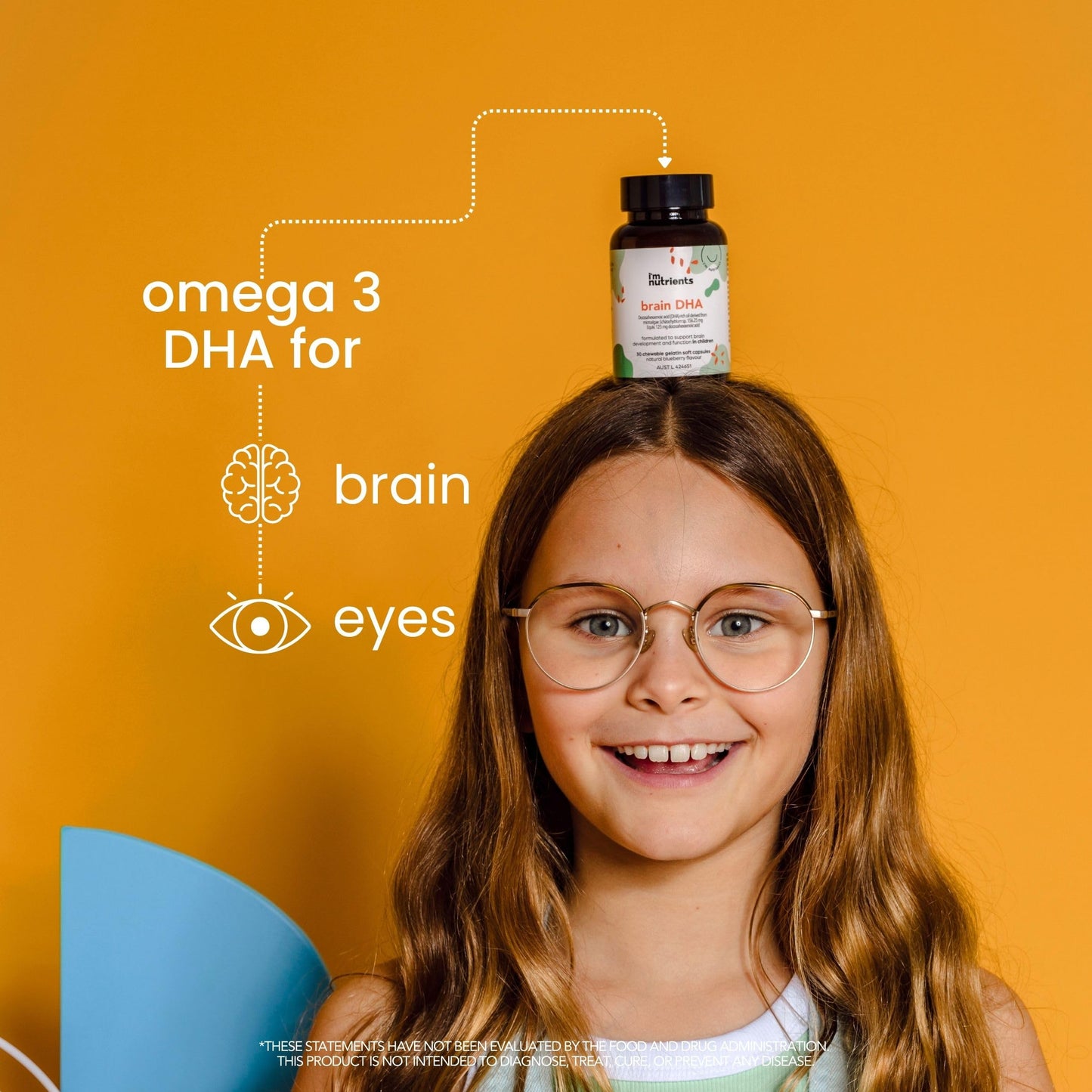I'm Nutrients Brain DHA Algae Omega-3 Supplement for Kids, Chewable, 60 Count