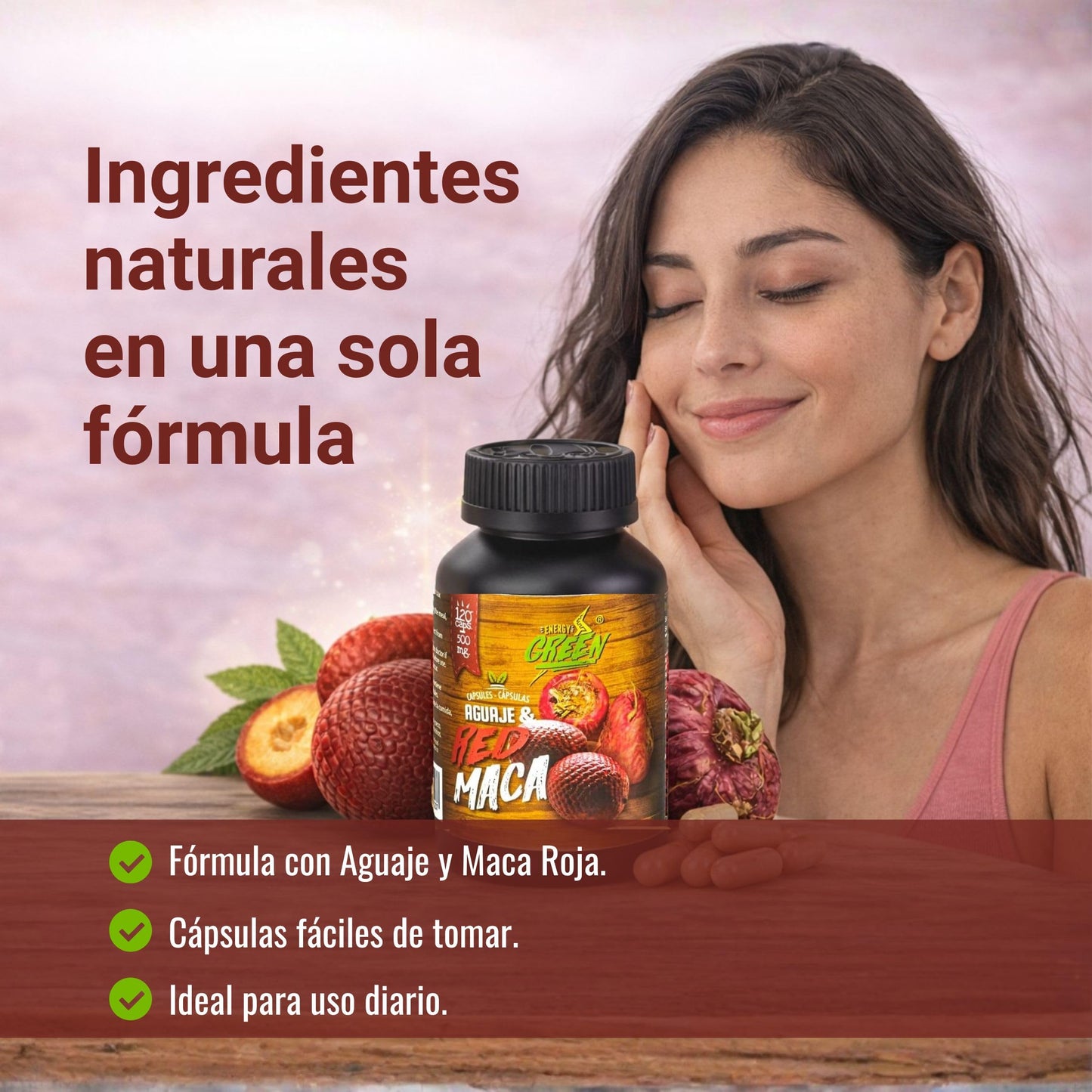 Amazon Andes Aguaje with Red Maca Capsules 1000mg - 120 Vegetarian Caps