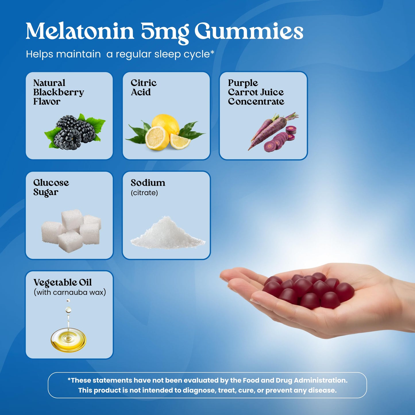VITA GLOBE Melatonin Gummies 5mg Sleep Aid for Adults, Non-GMO Vegan, 100 Gummies