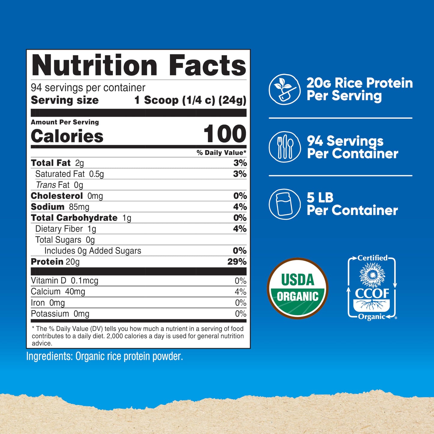 Nutricost Organic Rice Protein Powder 80 Servings