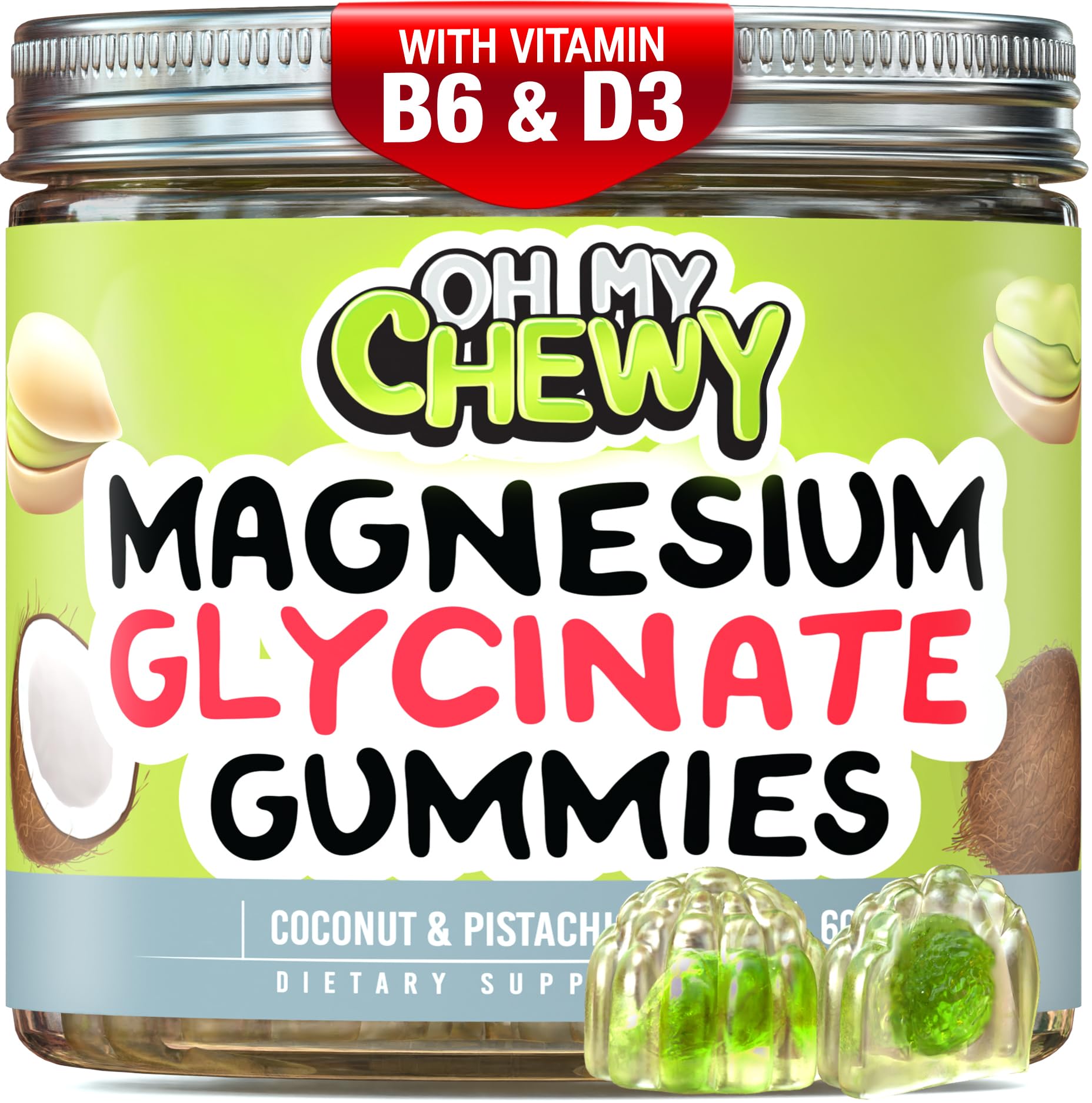 OH MY CHEWY Center-Filled Magnesium Glycinate Gummies 400mg, 120 Count