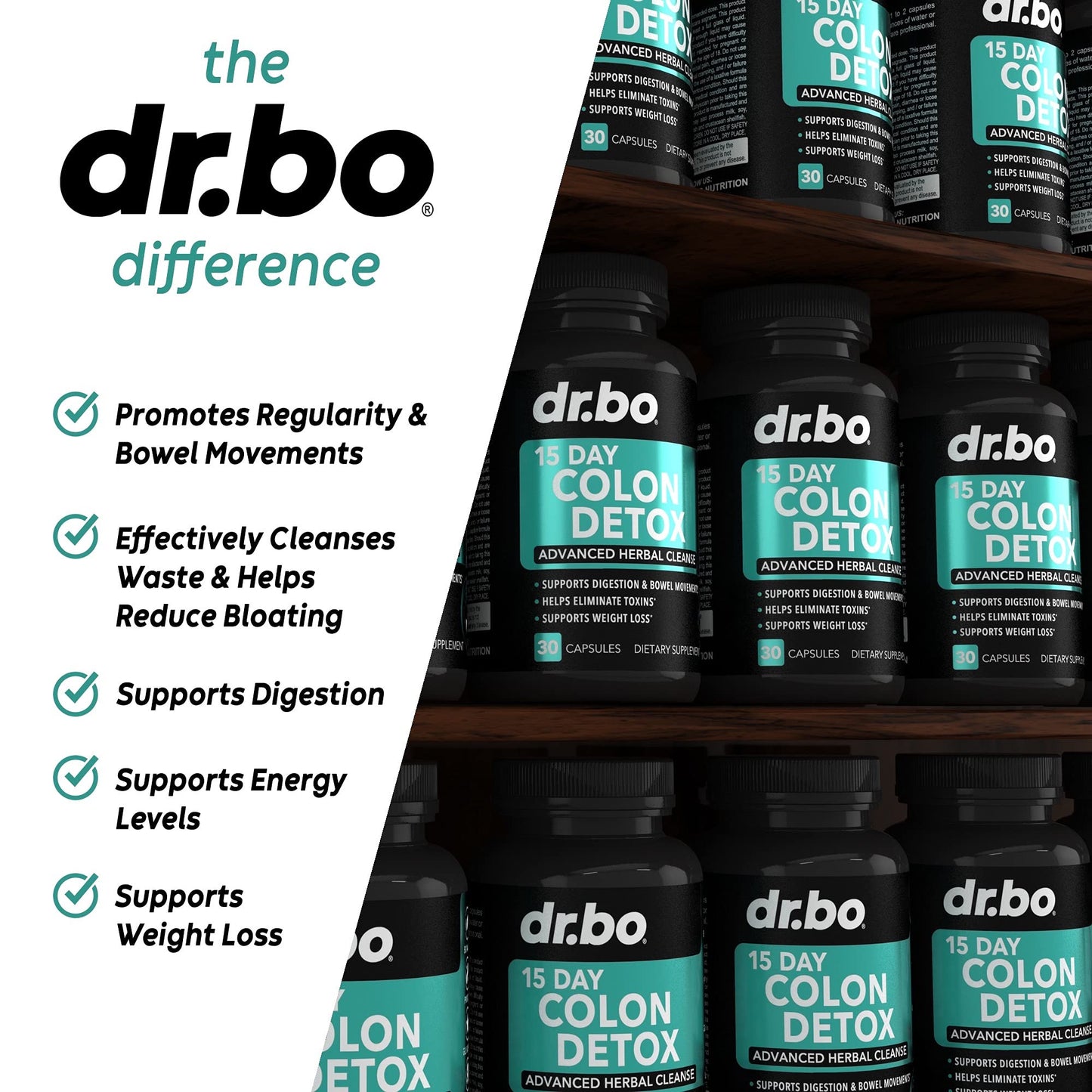 DR. BO Colon Cleanser Detox Supplement Capsules, 60 Count