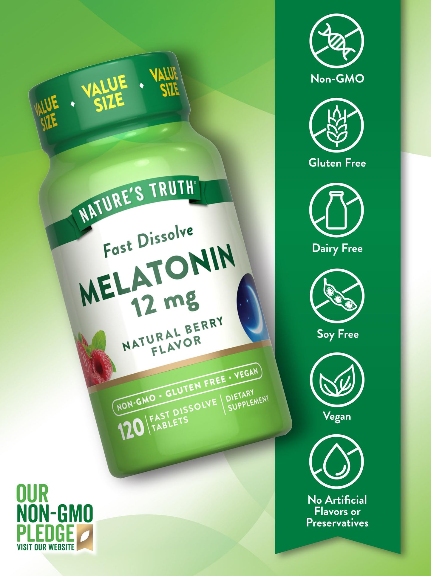 Nature's Truth Melatonin 12mg Tablet Fast Dissolve 120