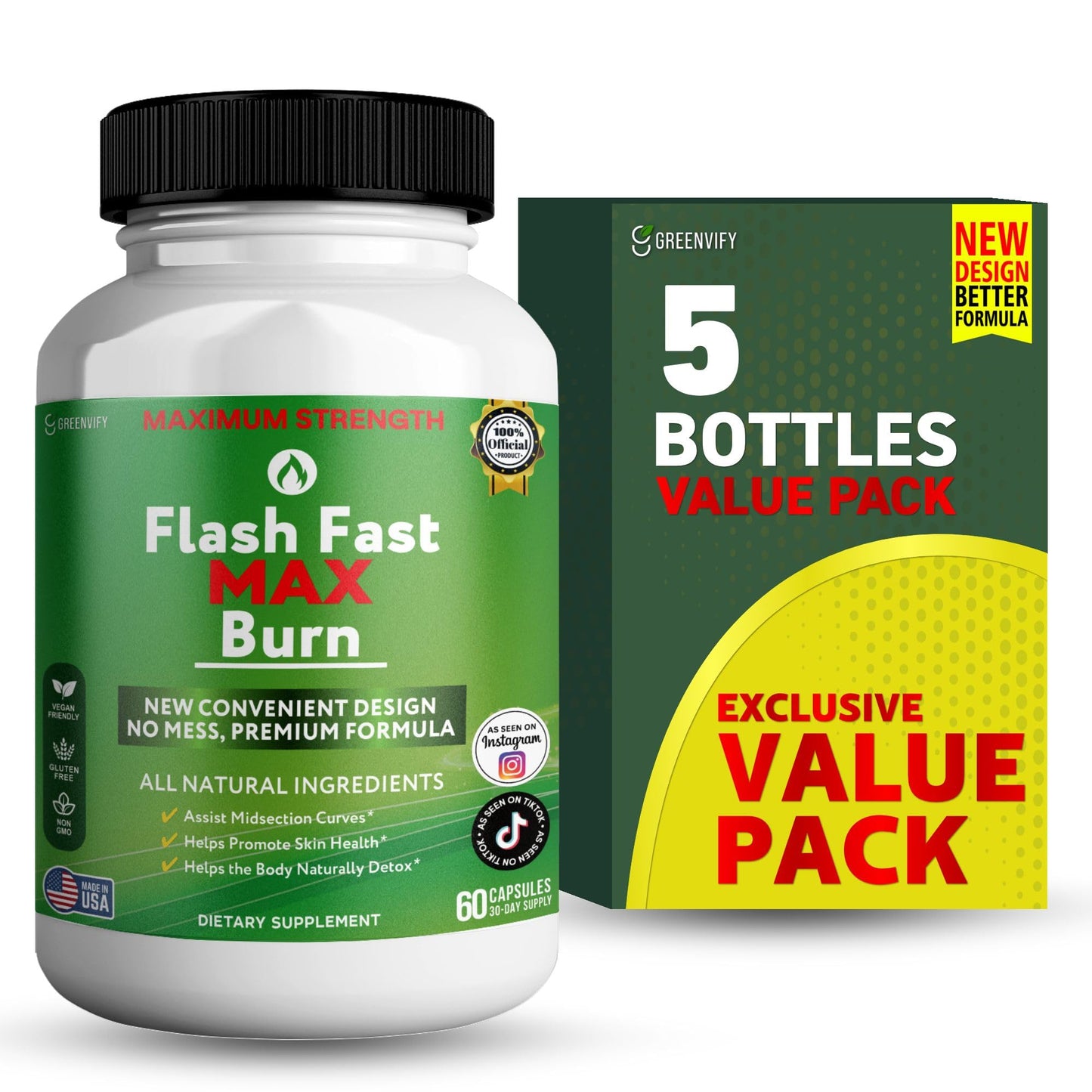 GREENVIFY Flash Fast Max Supplement, 60 Capsules