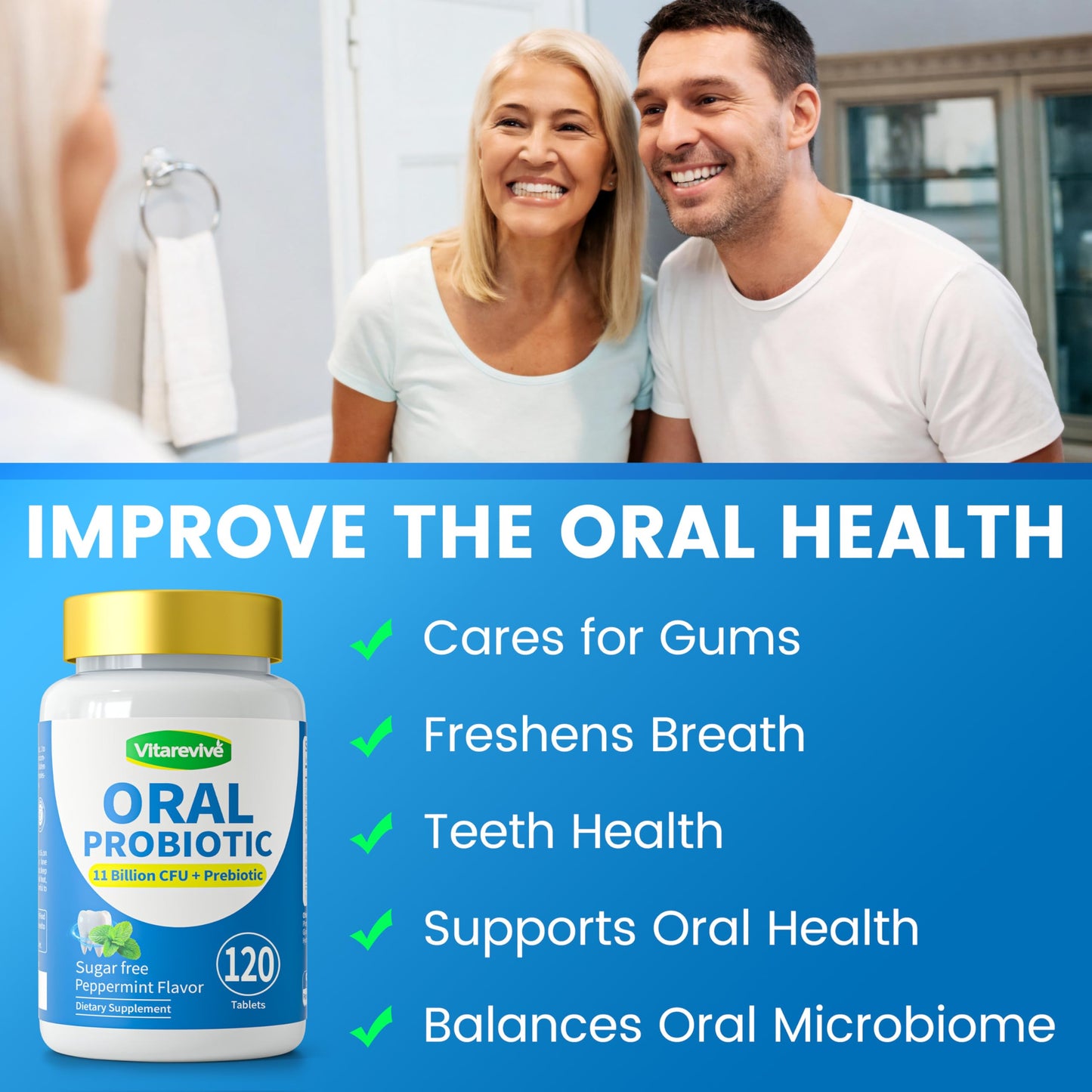 Vitarevive Oral Probiotics Prebiotic for Women & Men, 120 Tablets