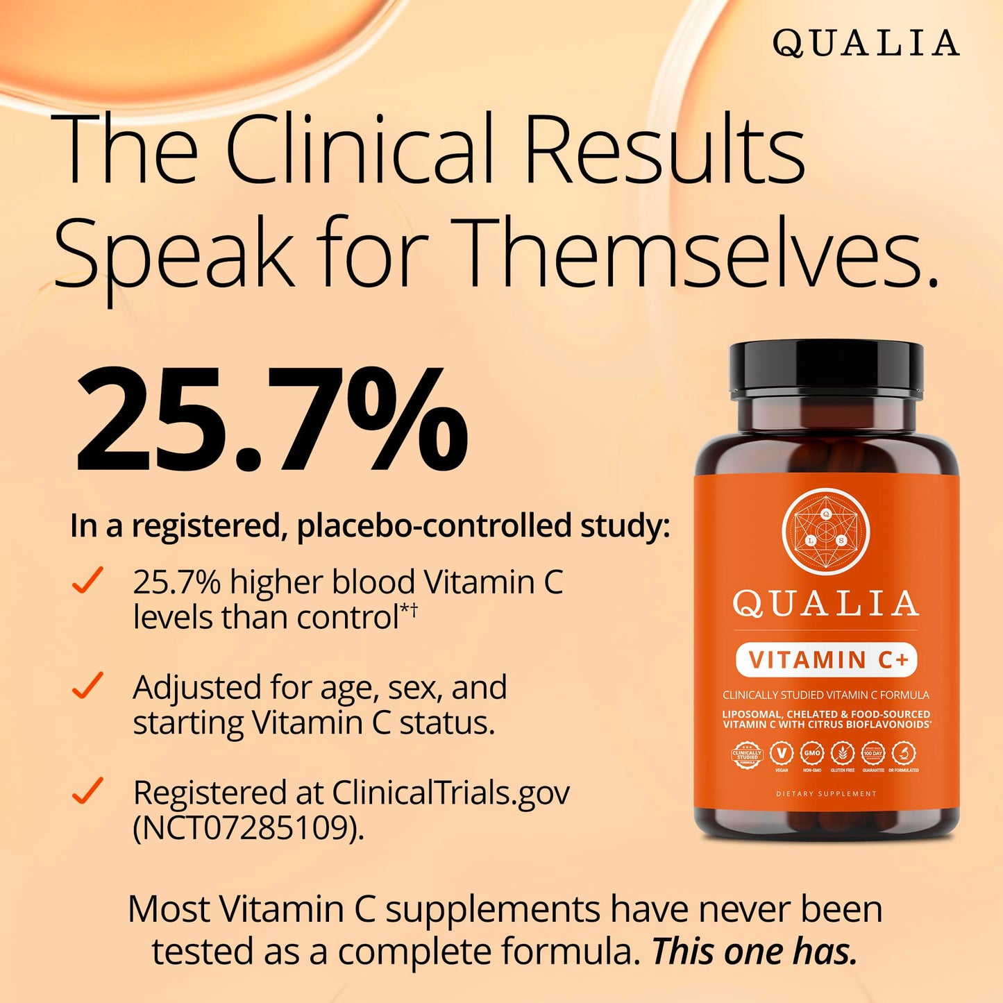 Qualia Life Sciences Vitamin C+ 500 mg Capsules, 112 Capsules