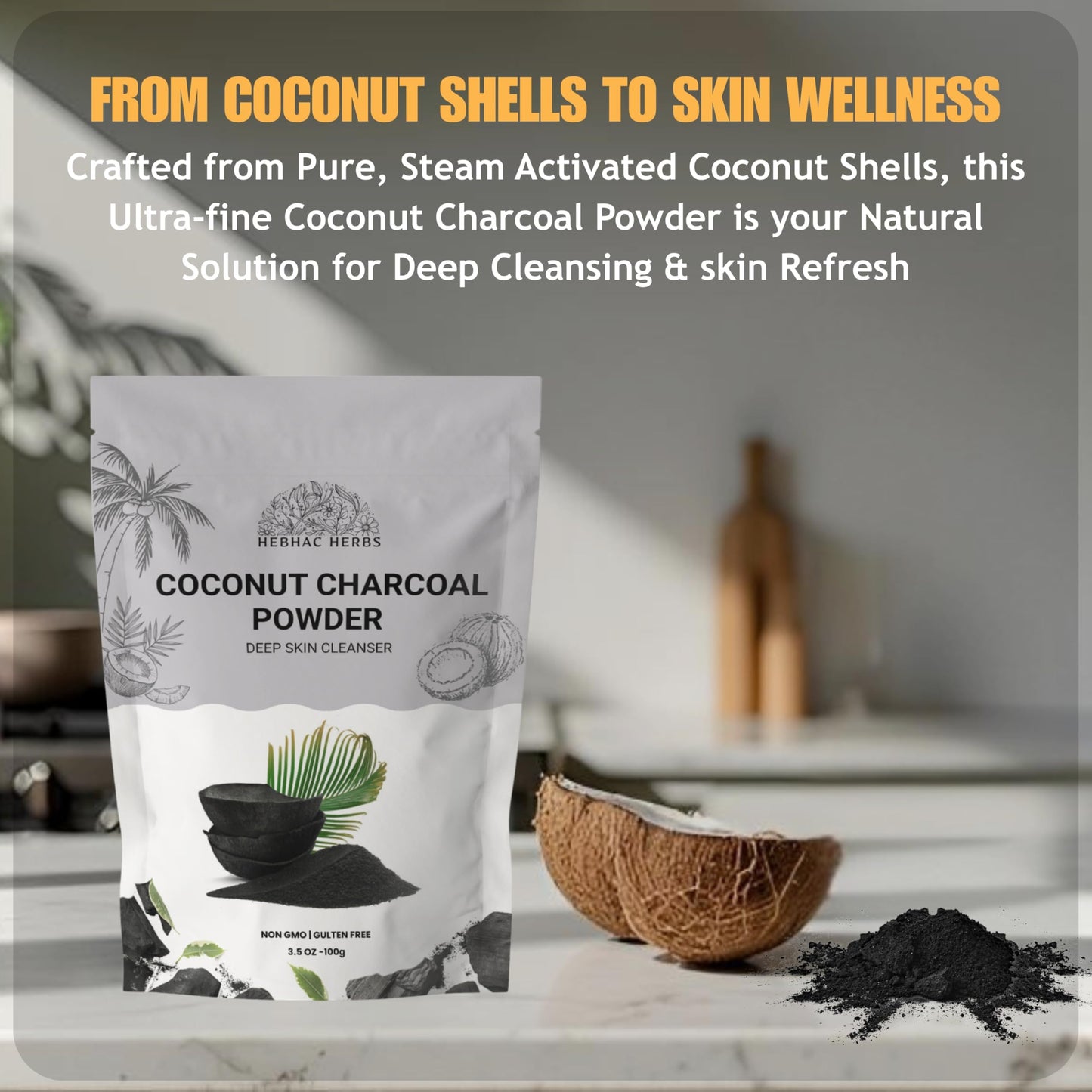 Hebhac Herbs Activated Charcoal Powder 3.5 Ounce