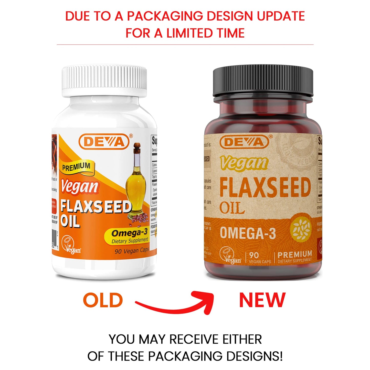 DEVA Vegan Omega-3 Flaxseed Oil Supplement Capsules 90 Count