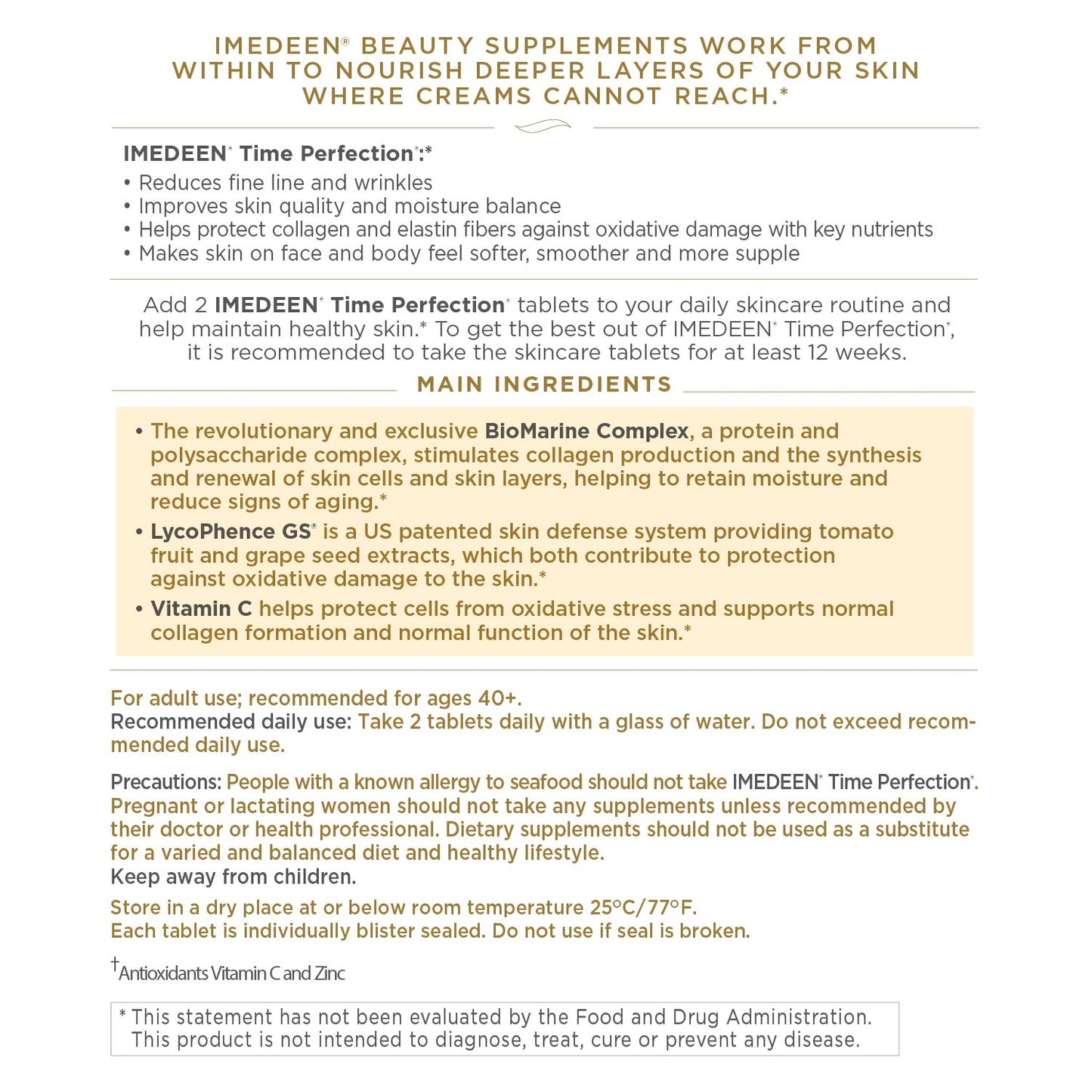 Imedeen Time Perfection Anti-Aging Skincare Formula Beauty Supplement Tablet 60