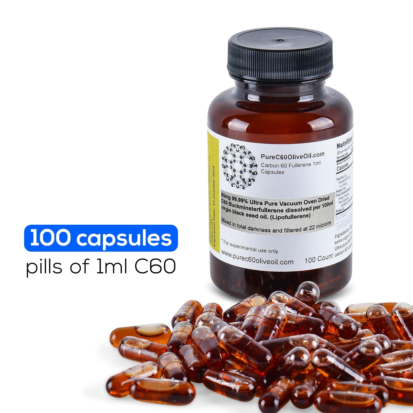 PureC60OliveOil.com C60 Organic Black Seed Oil Capsule, 100 Capsules