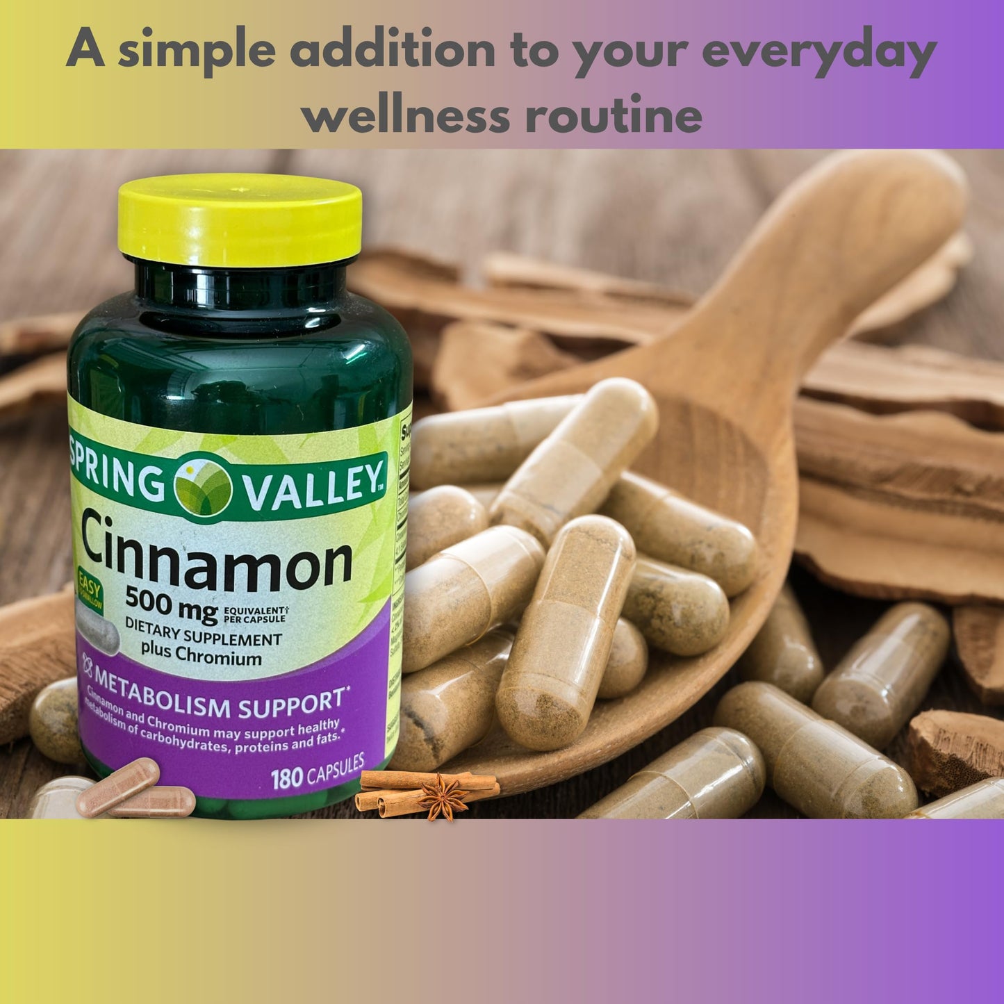 FUSION SHOP STORE Cinnamon 500mg Plus Chromium Capsules, 180 Capsules