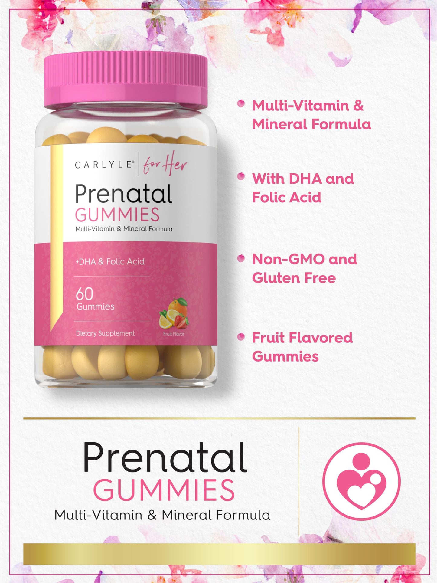 Carlyle Prenatal Gummy with DHA & Folic Acid, 60 Gummies
