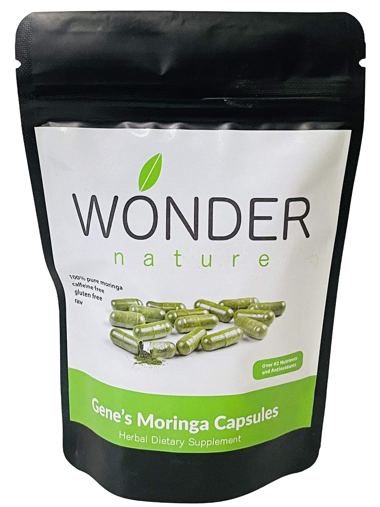 Wonder Nature Moringa Fine Green Powder Capsules, 100 Count