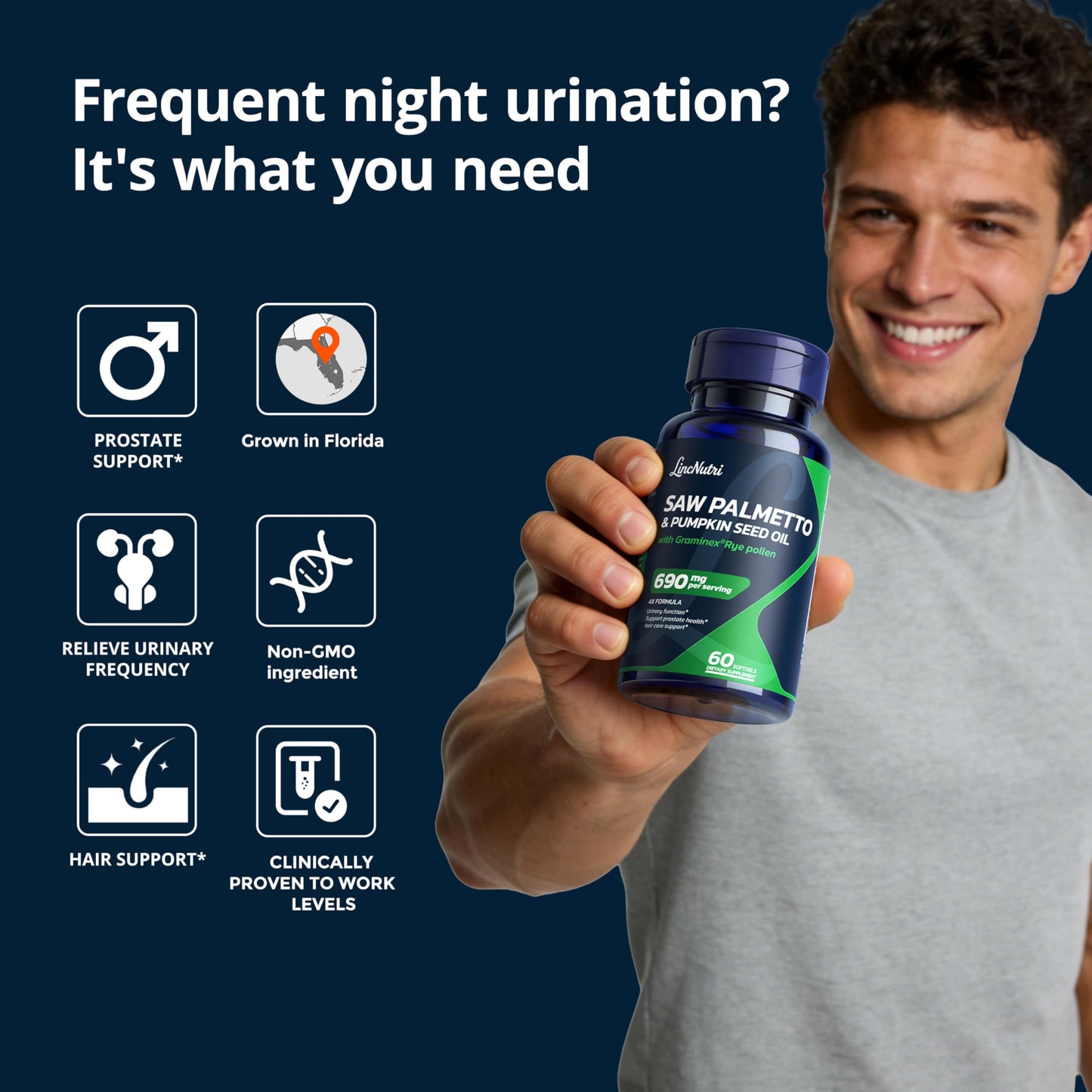 LincNutri Saw Palmetto for Men Prostate Health Softgels 60 Count