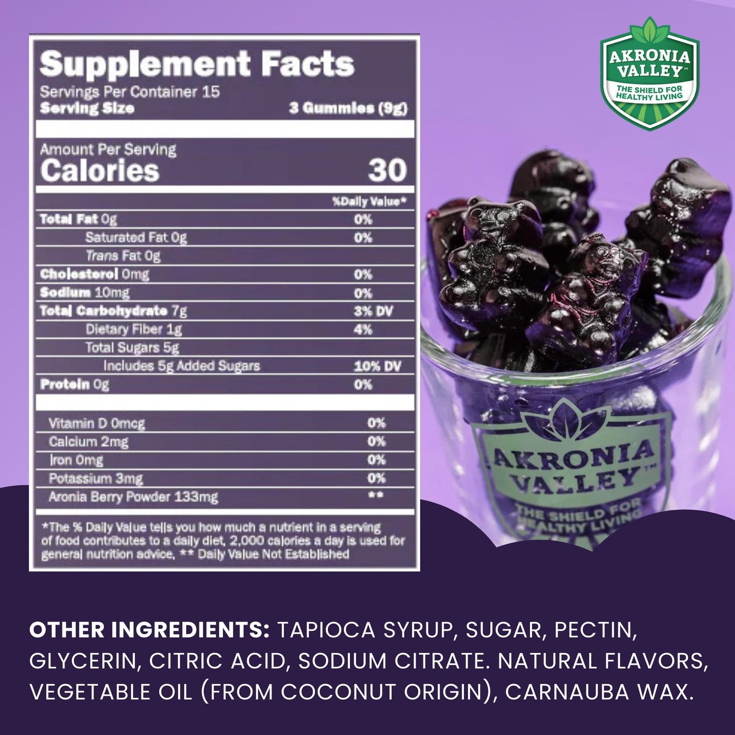 Akronia Valley Aronia Berry Gummies 45 Count