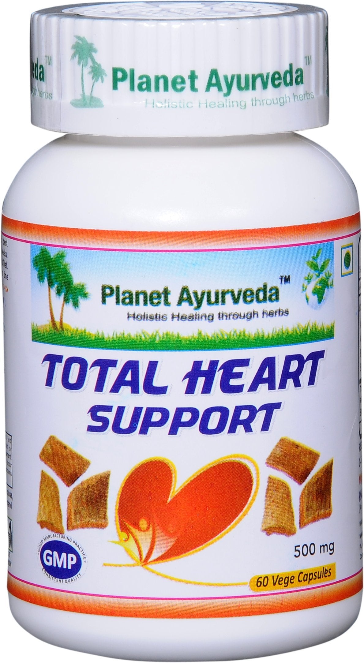 Planet Ayurveda Total Heart Support 500mg Vege Capsules, 2 Bottles