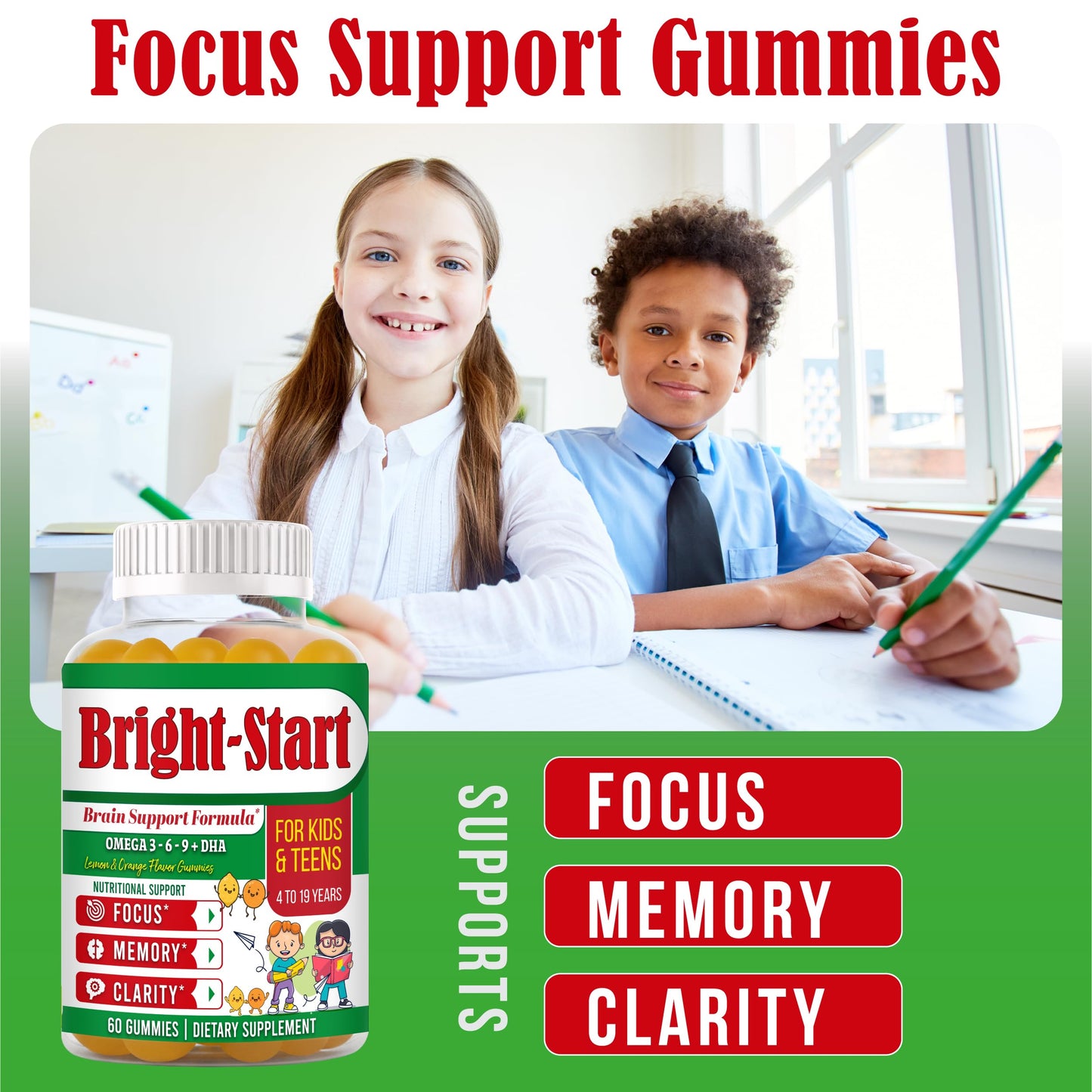 Celebrity LifeStyle Product BrightStart Focus Gummies for Kids & Teens Gummy 60 Count