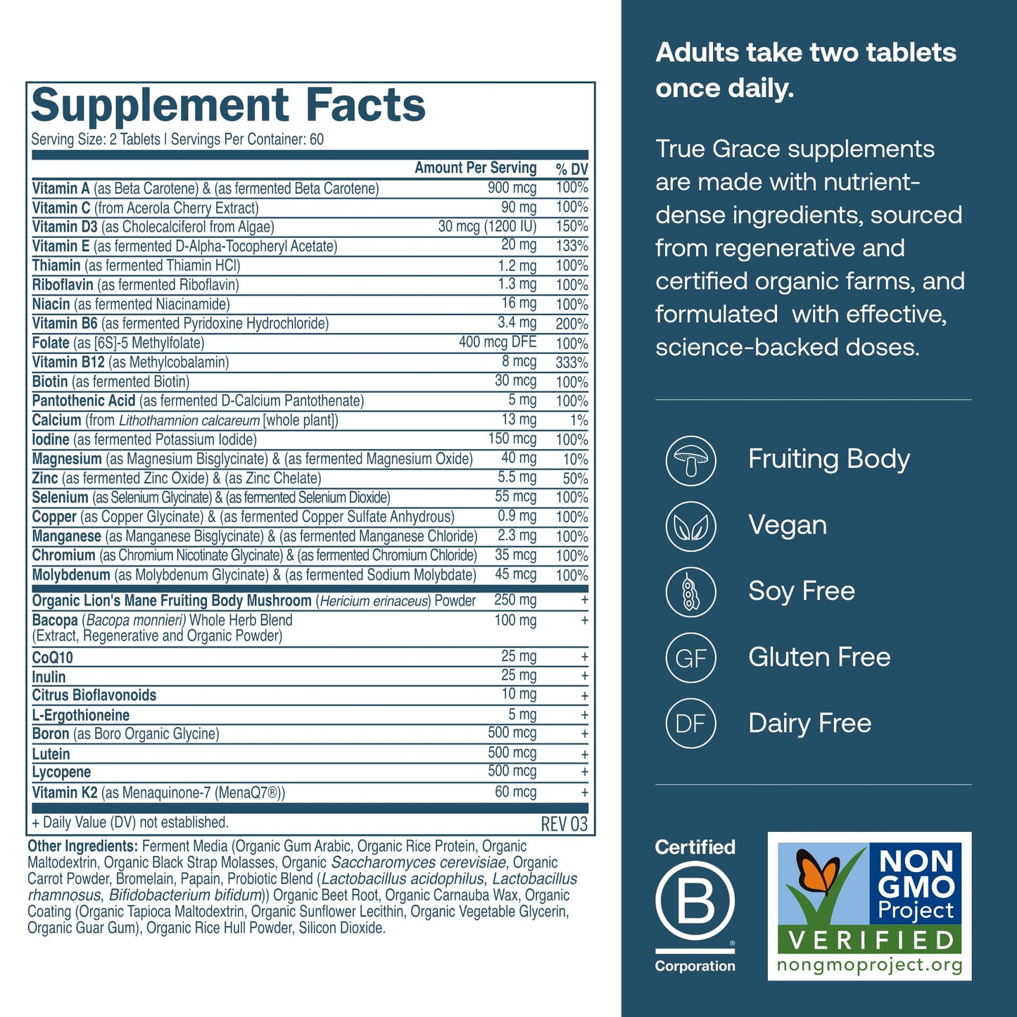 True Grace Daily Men’s Multivitamin 50+ Tablets, 120 Tablets