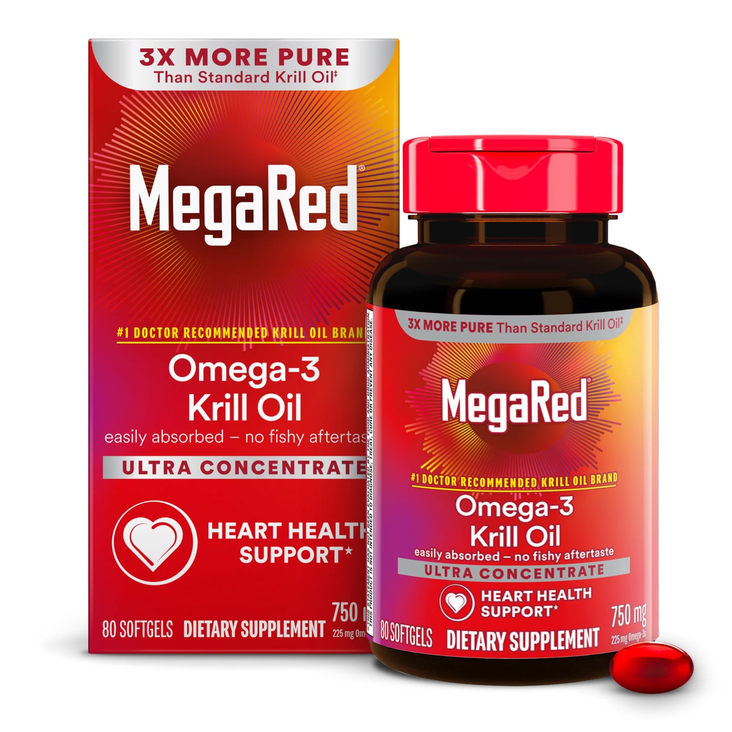 MegaRed Antarctic Krill Oil 750mg Softgels 80 Count