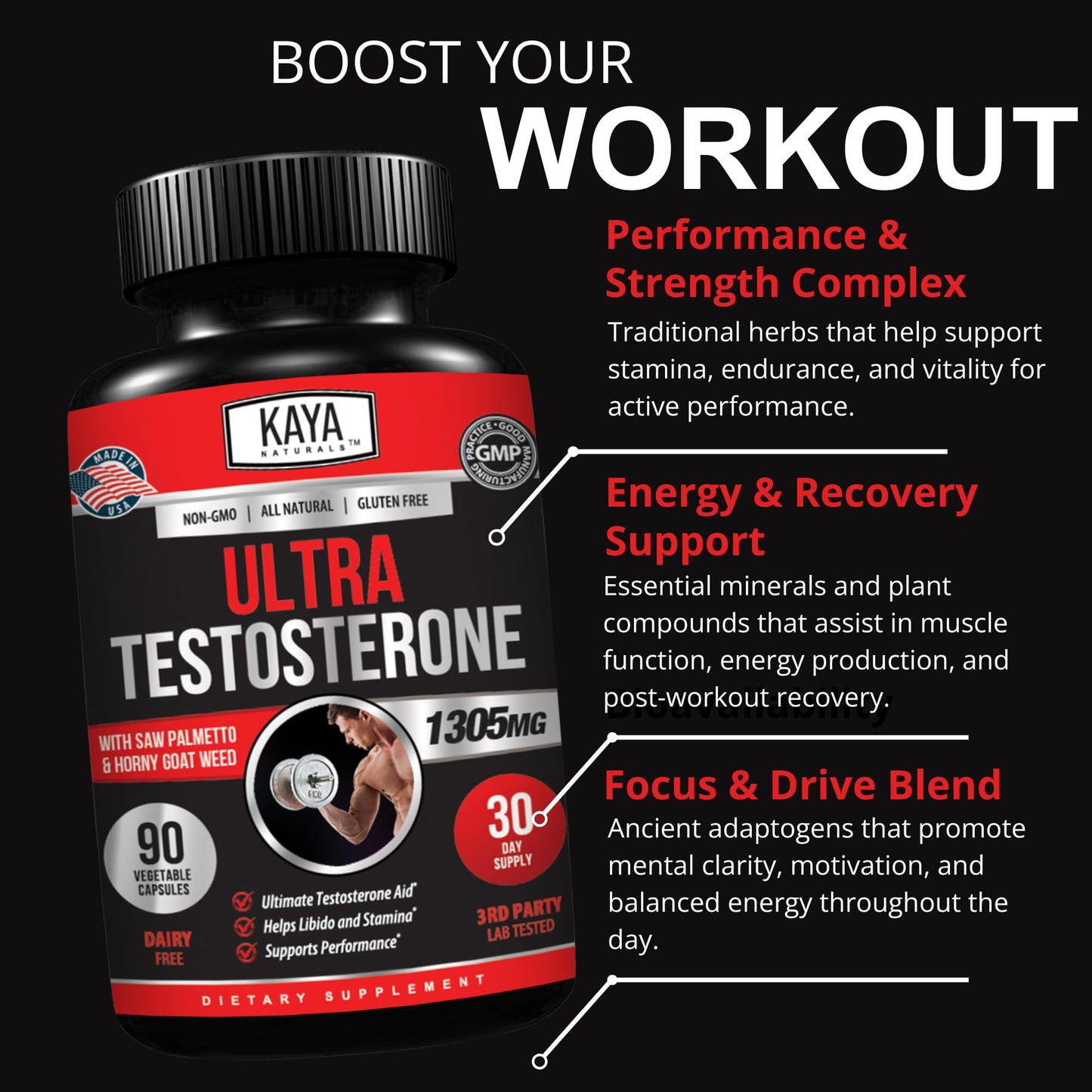 Kaya Naturals Ultra Testosterone Capsule 90 Count