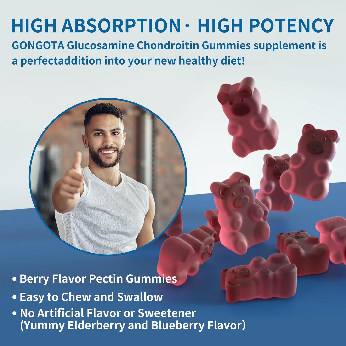 Natures Aid Glucosamine Chondroitin Gummies with MSM & Elderberry Extra Strength - Joint Support, Antioxidant Immune Support, 120 Count