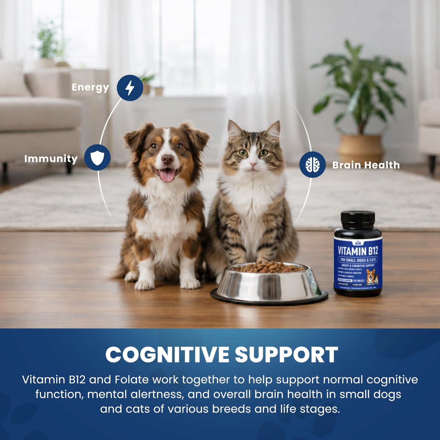 Peak Pets Vitamin B12 Supplement for Small Dogs & Cats Tablets, 120