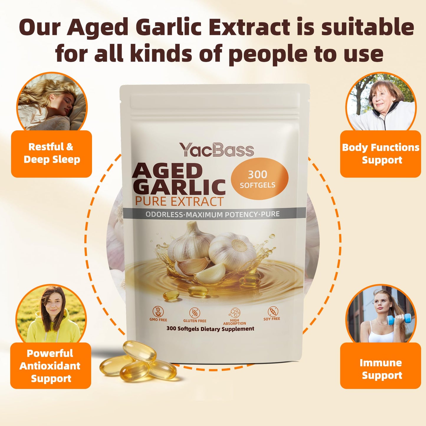 YacBass Aged Garlic Extract Softgels 600