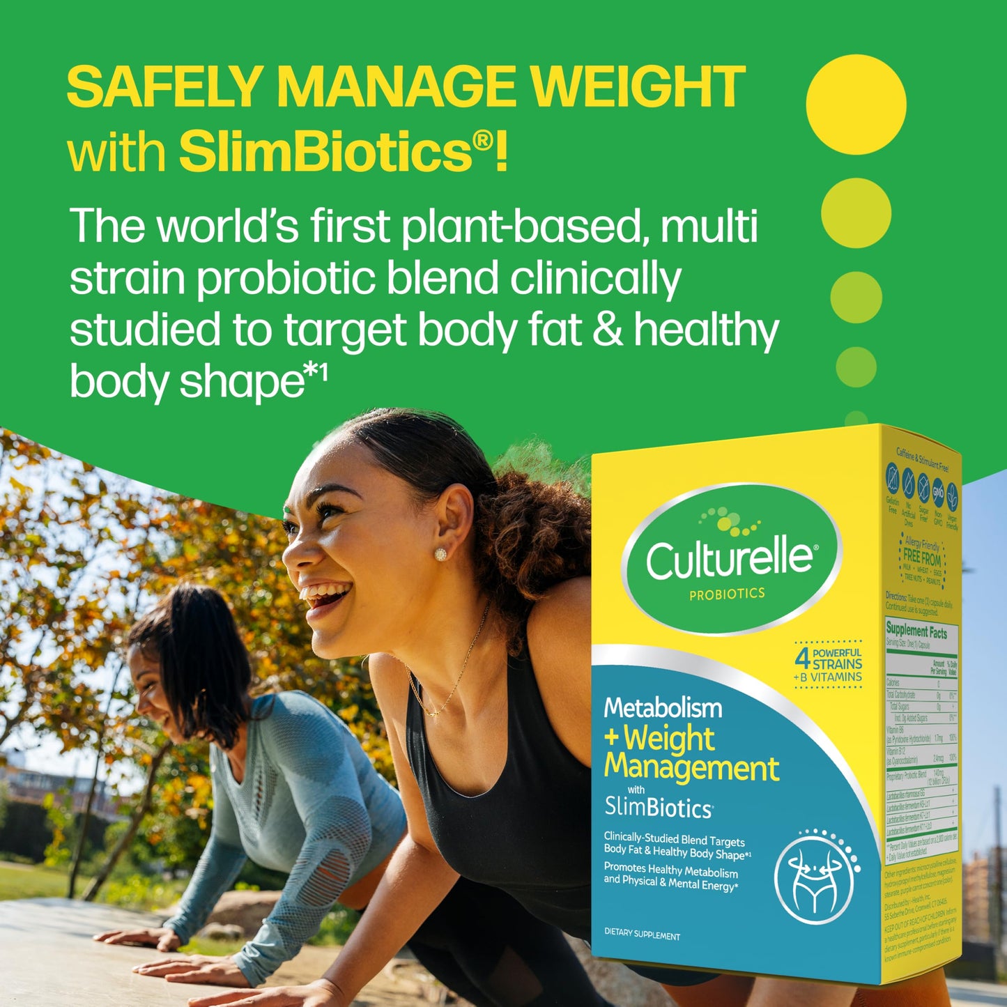 Culturelle Metabolism + Weight Management with SlimBiotics Probiotic Capsules, 30 Count