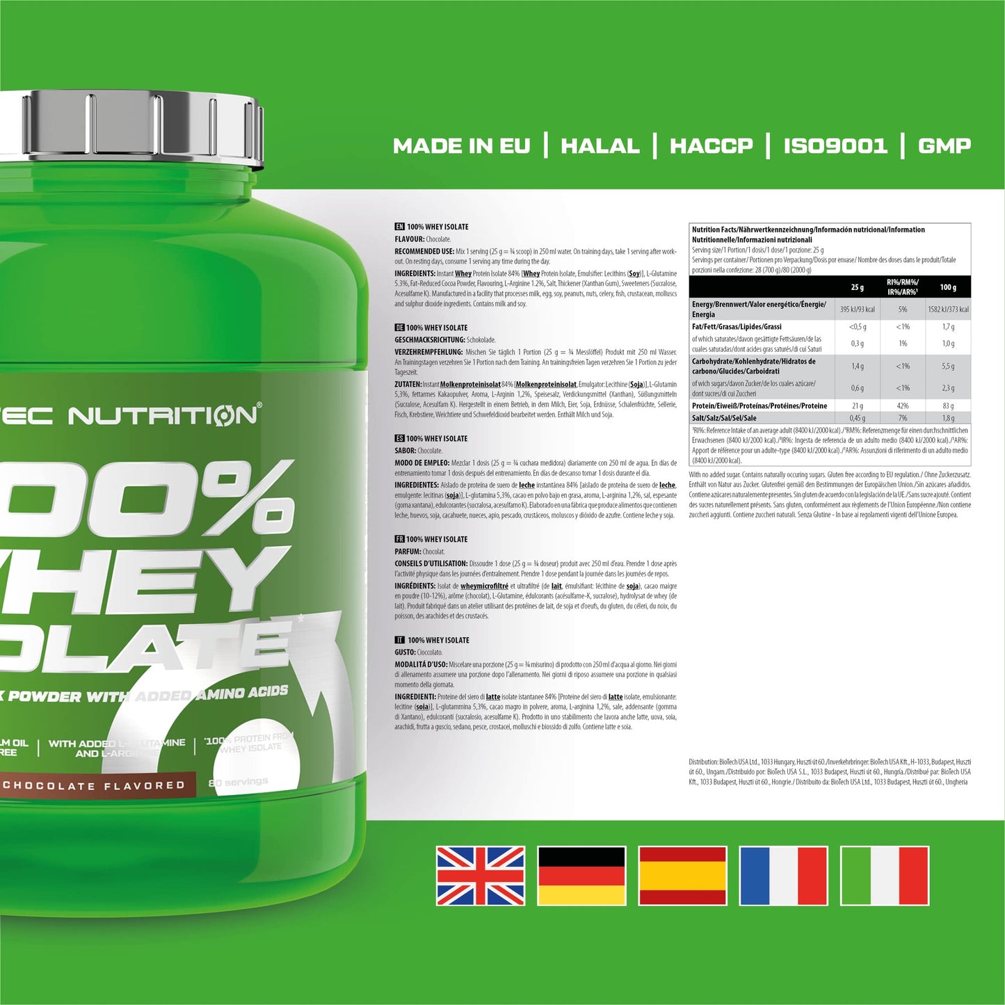 Scitec Nutrition 100% Whey Isolate Powder Vanilla 4.4 lb 70.4 Servings