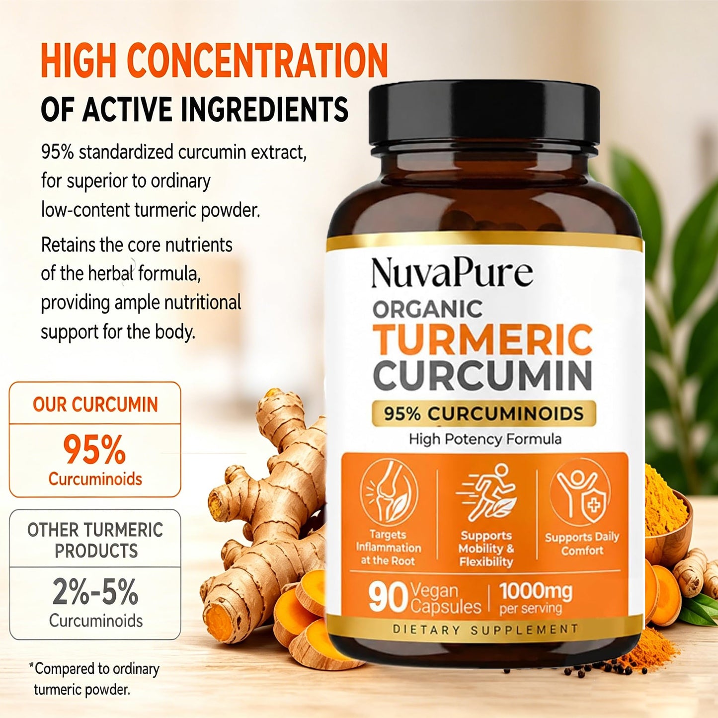 Obsessive Strips Nuvapure Turmeric with Black Pepper Turmeric Curcumin High Absorption Daily Joint and Immune Health Support Softgel 1 Count
