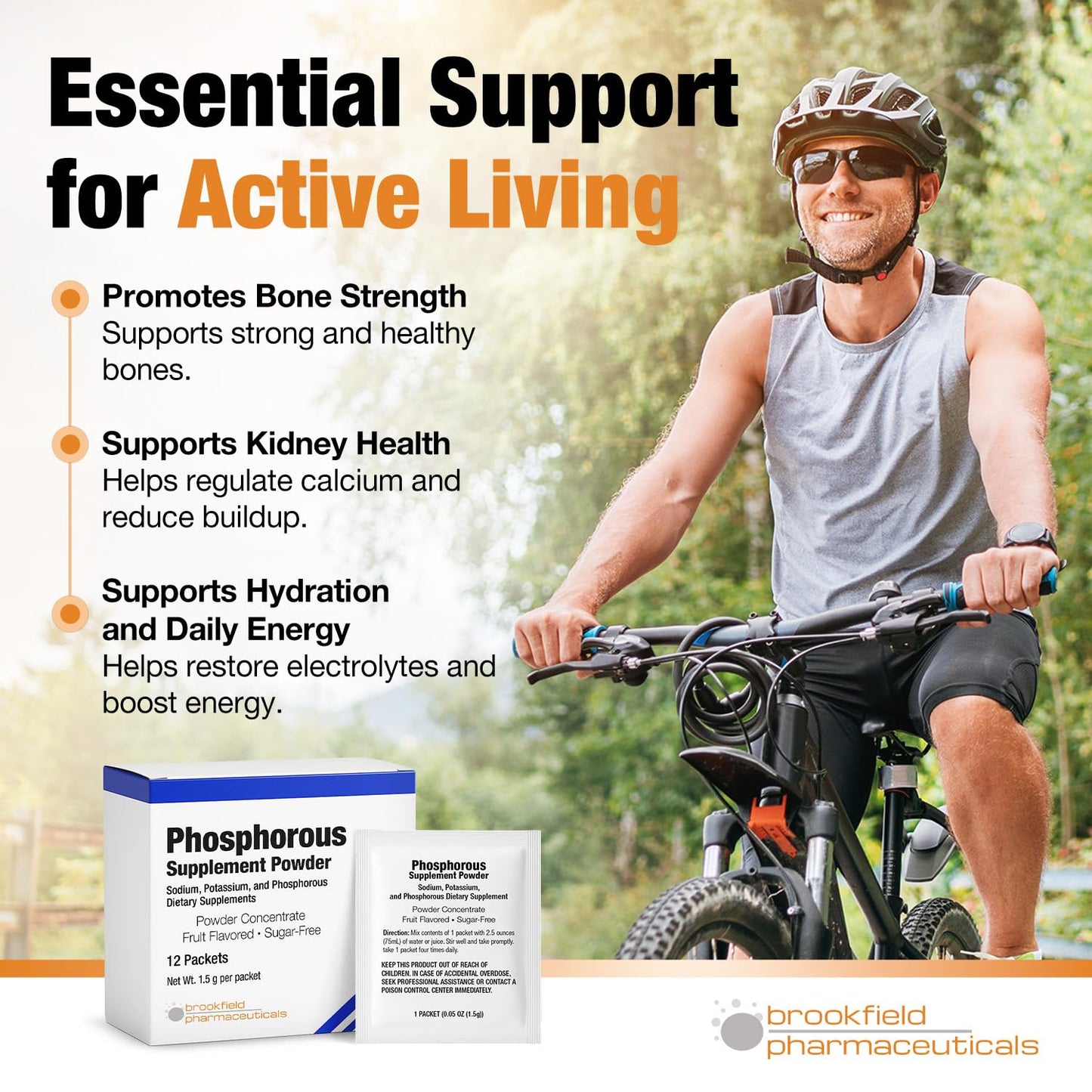 Brookfield Pharmaceuticals Phosphorus Supplements Powder Concentrate, 12 Count