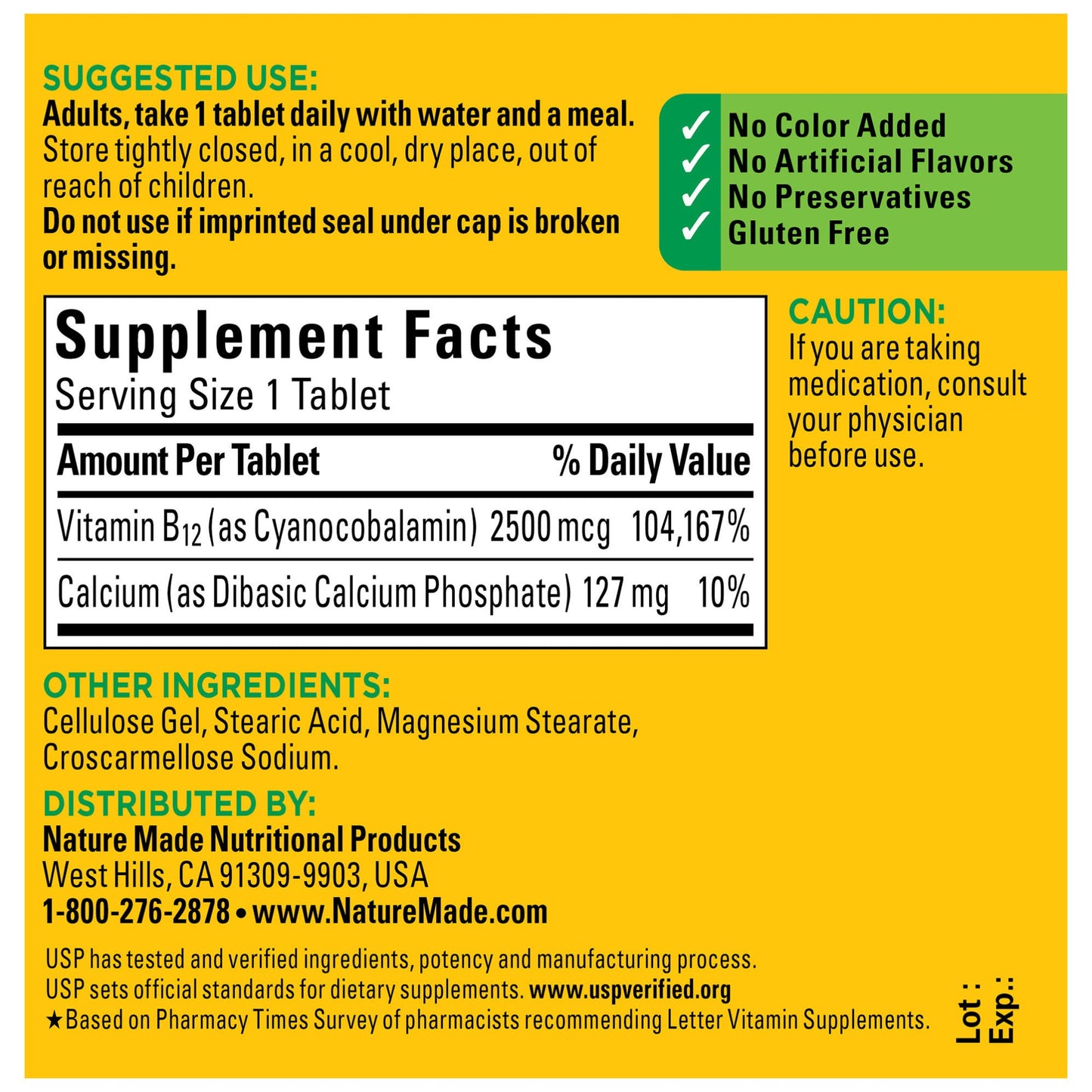 Nature Made Extra Strength Vitamin B12 2500 mcg Tablets, 60 Count