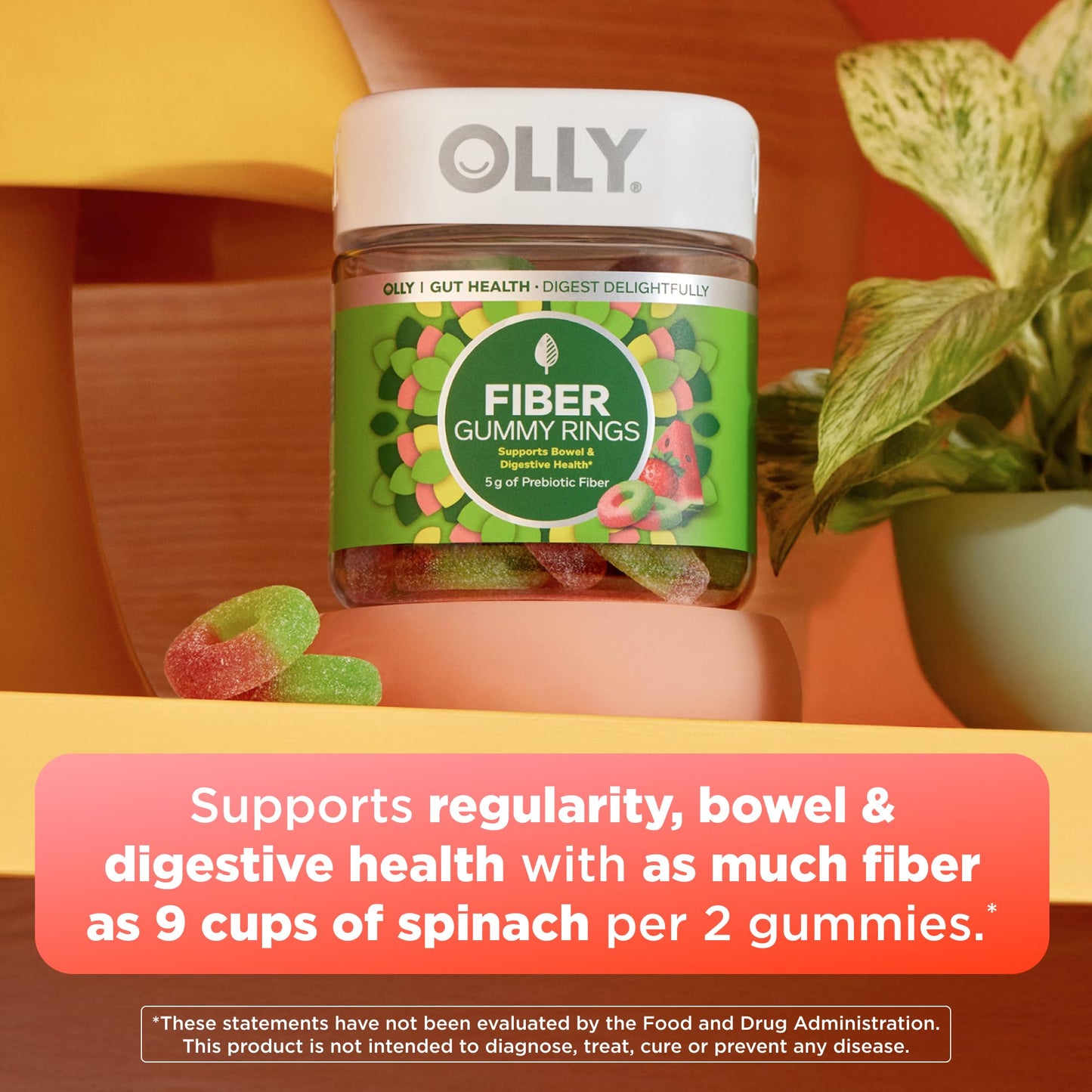 OLLY Fiber Gummy Rings Gummy, 50 Count