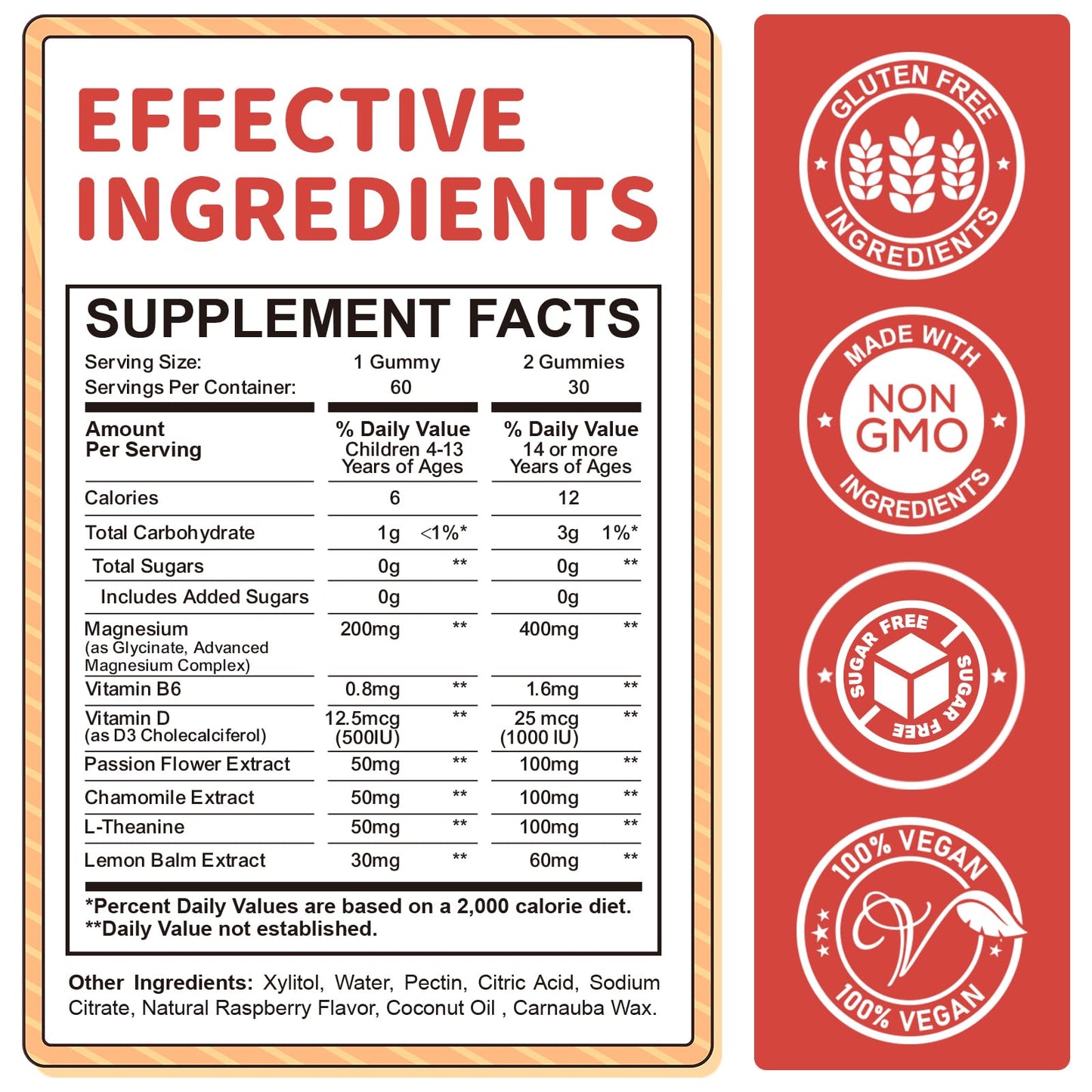 ReviNutra Magnesium Glycinate Gummies Complex with L-Theanine, Vitamin B6, D3 for Kids & Adults Gummies 60 Count