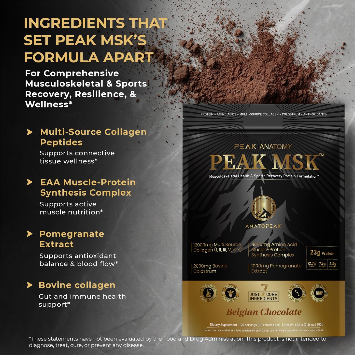 ANATOPEAK Peak MSK 5-in-1 Multi Collagen Protein Powder for Musculoskeletal Support, Essential Amino Acids, Post Workout Recovery Powder 21.16