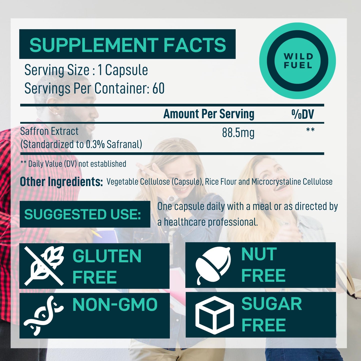 WILD FUEL Pure Saffron Extract Antioxidants Supplement 120 Capsules