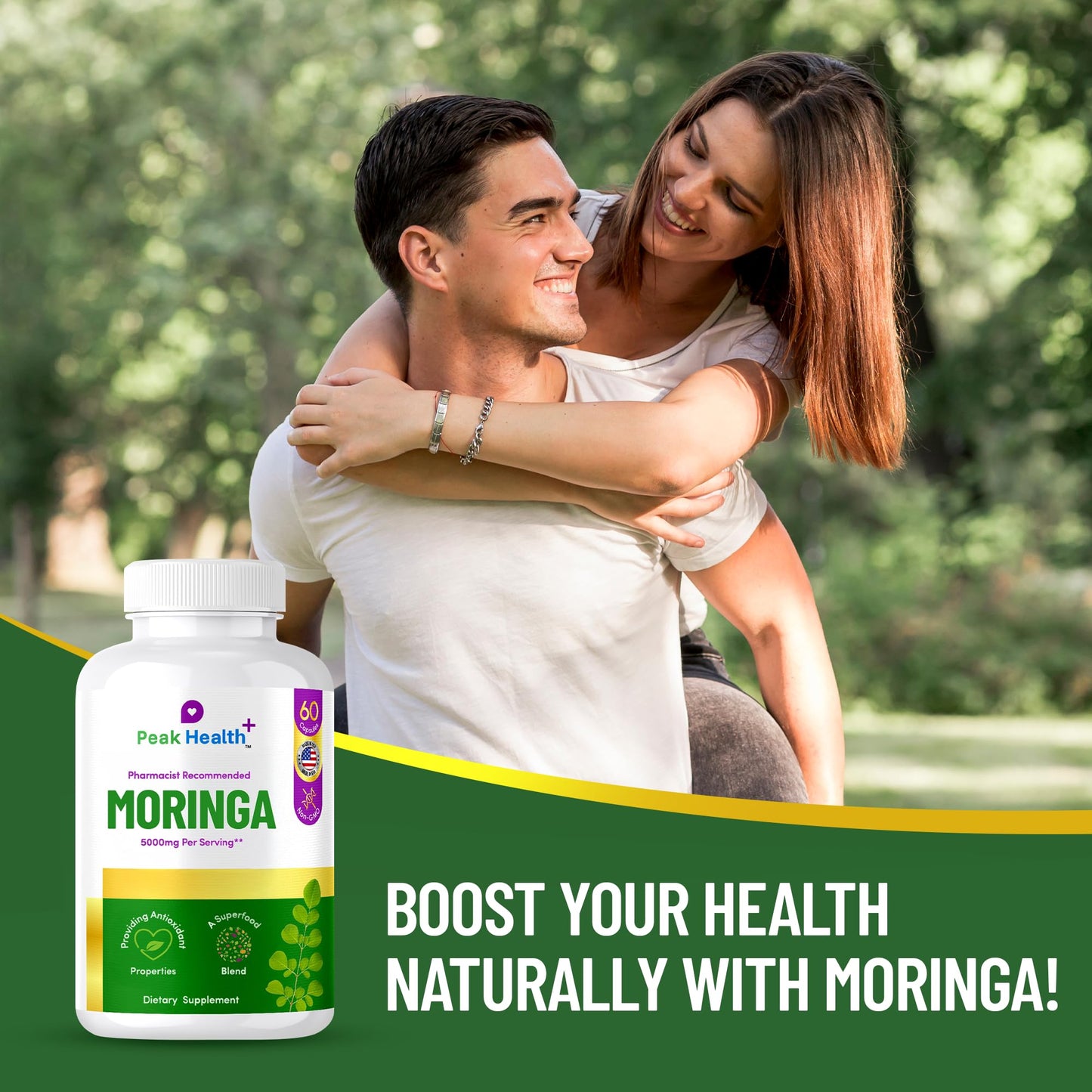 Peak Health Moringa Daily Stress & All-Day Energy Support Capsule, 60 Count