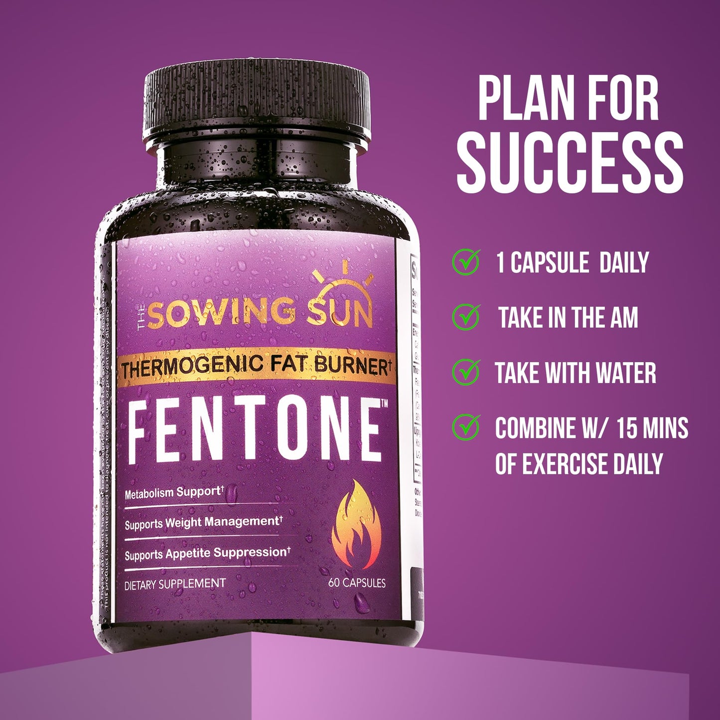 The Sowing Sun Fentone Thermogenic Fat Burner Capsules, 60 Count