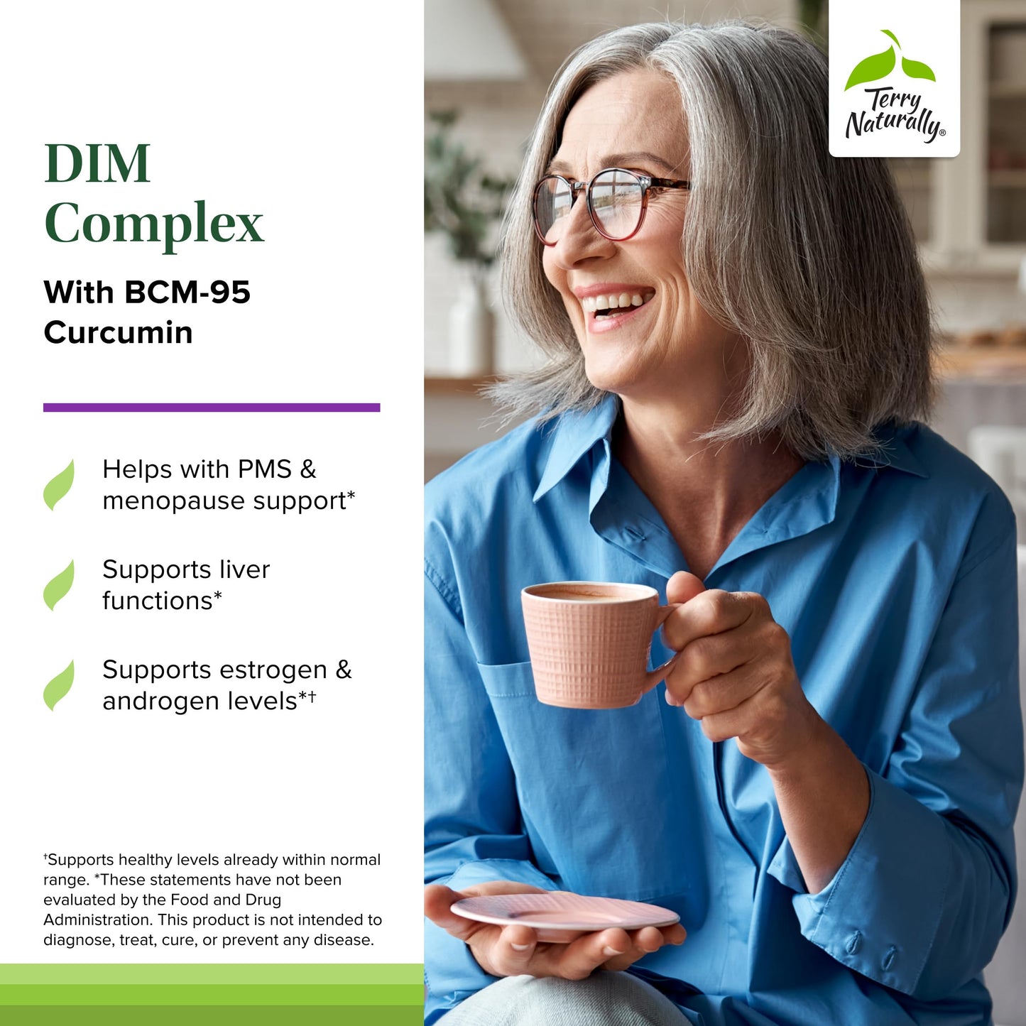 Terry Naturally DIM Complex Dietary Supplement with BCM-95 Curcumin 60 Capsules