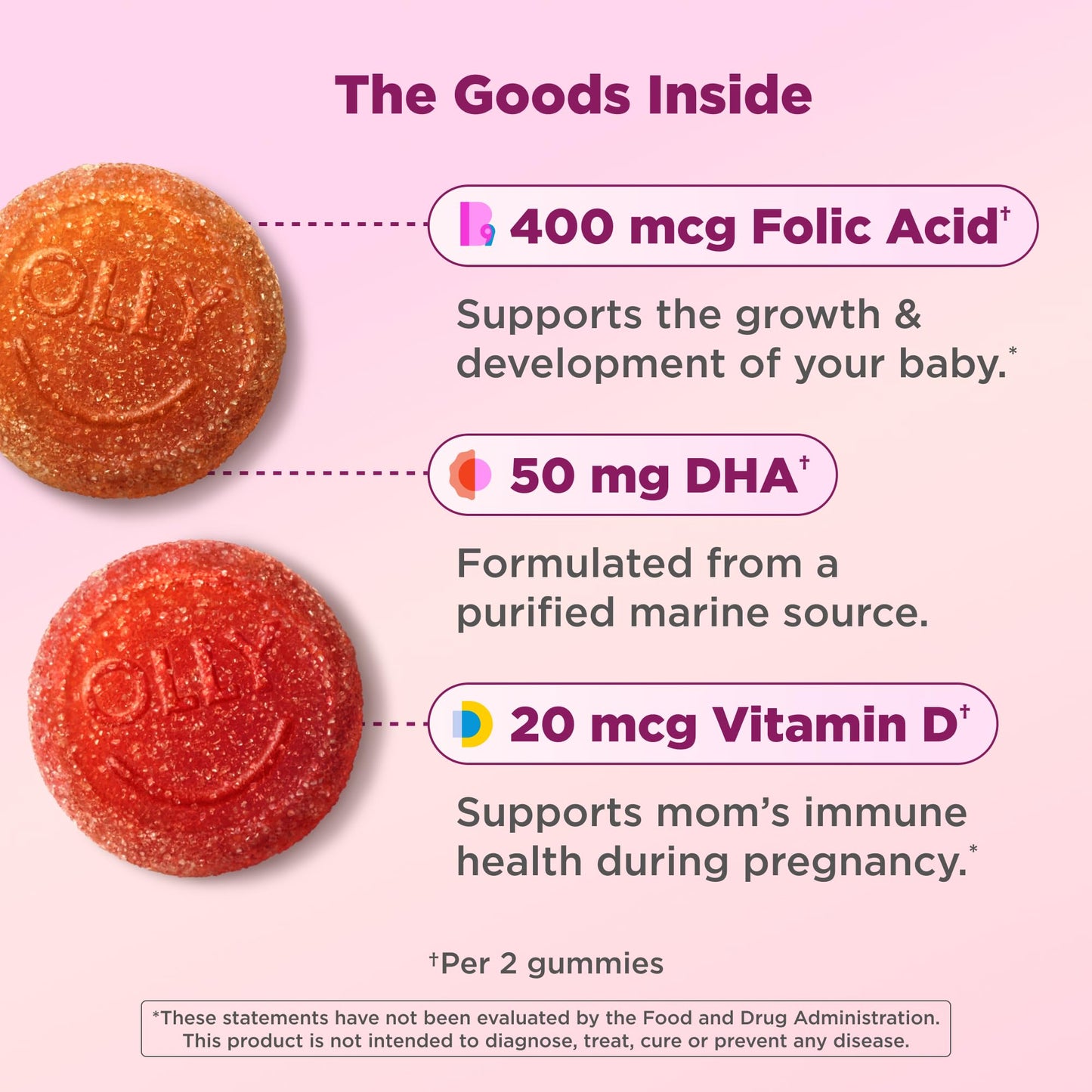 OLLY Prenatal Multivitamin Gummy, 60 Count